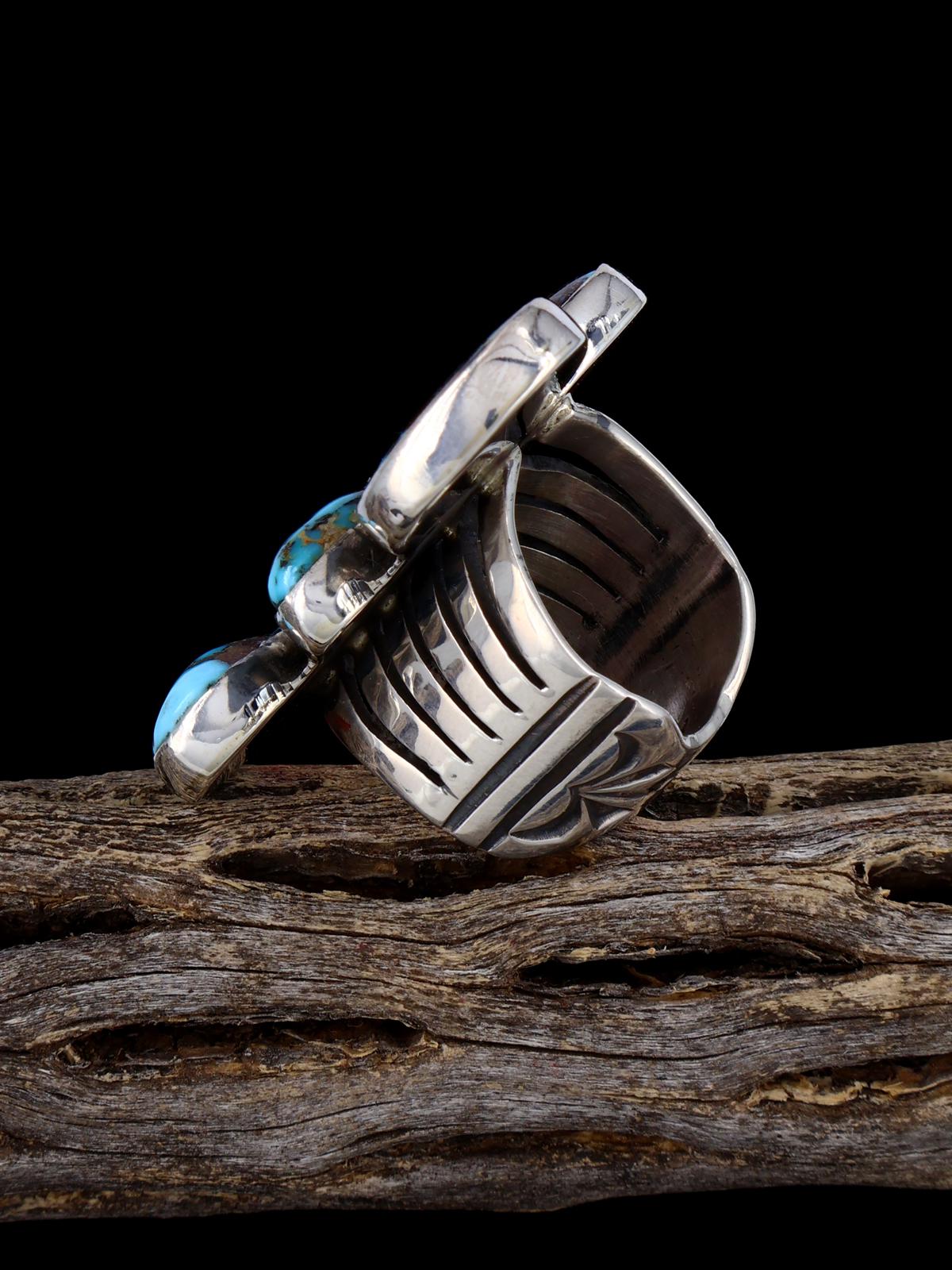 Anillo Kingman Redweb de plata de ley con turquesa, tamaño 10,5