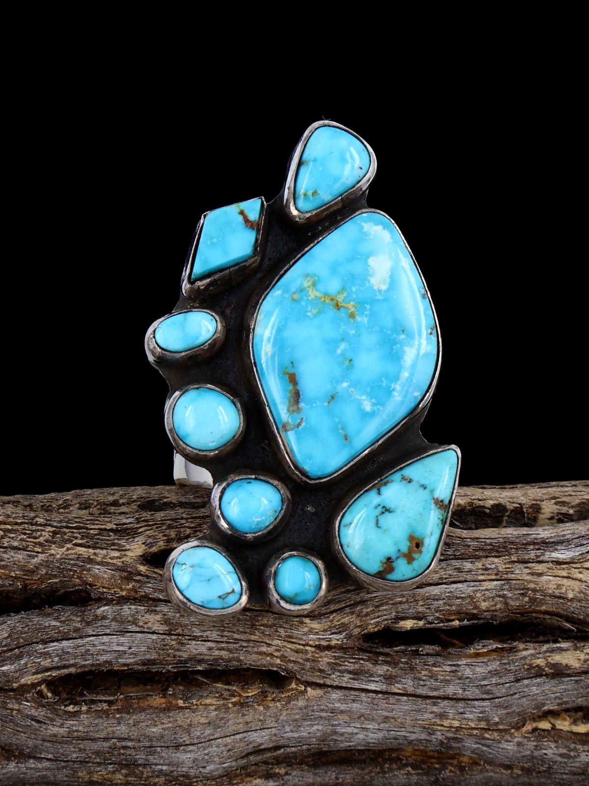 Anillo Kingman Redweb de plata de ley con turquesa, tamaño 10,5