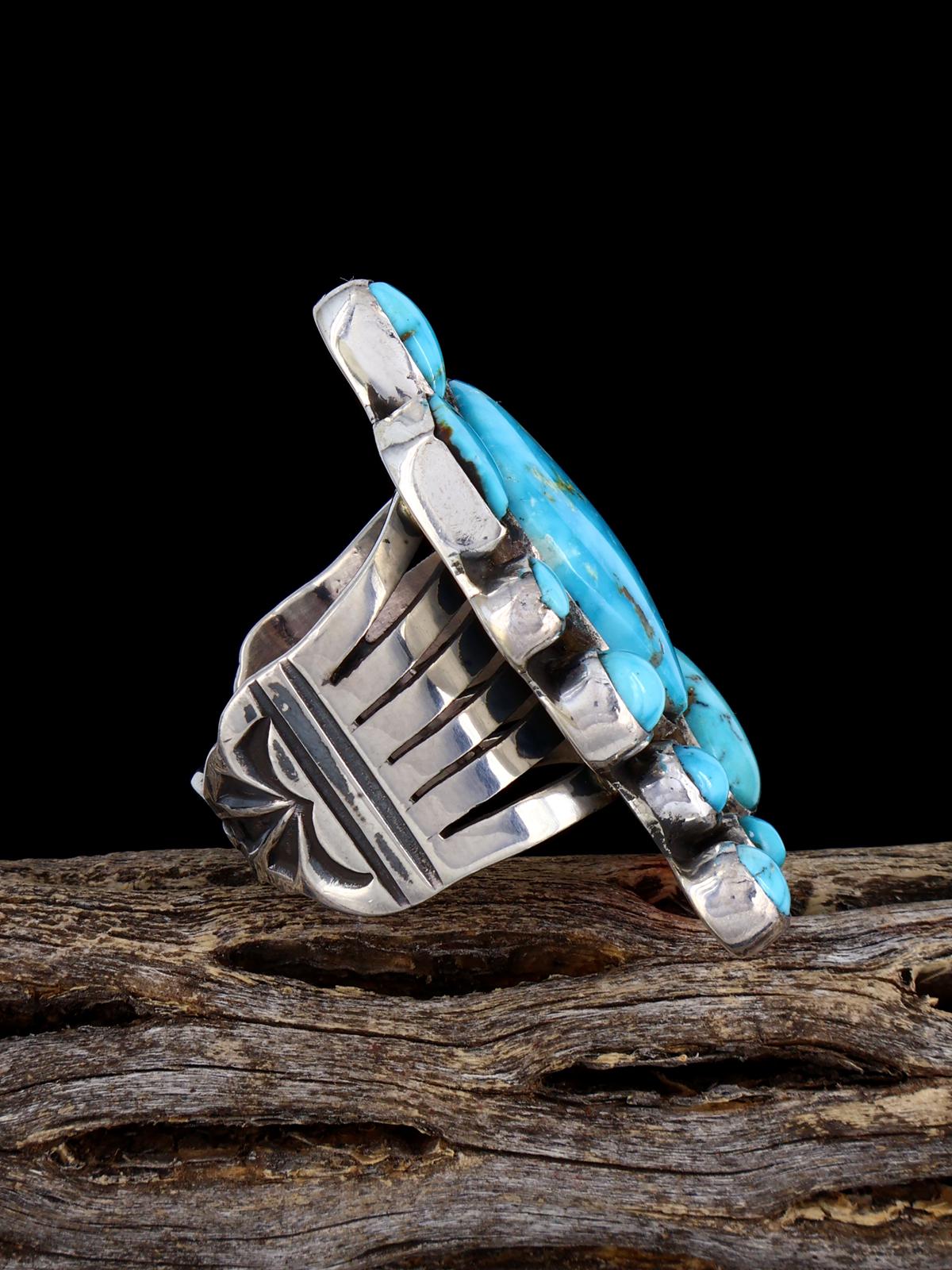 Anillo Kingman Redweb de plata de ley con turquesa, tamaño 10,5