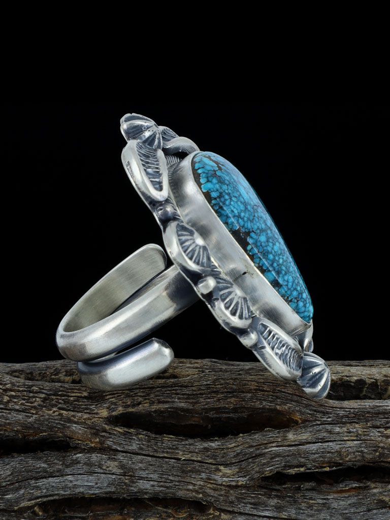 Natural Blue Moon Turquoise Ring- Adjustable, Size 8+ - PuebloDirect.com