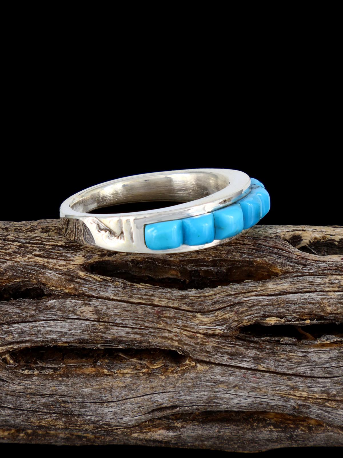 Navajo Turquoise Cobblestone Inlay Ring, Size 7 3/4 - PuebloDirect.com