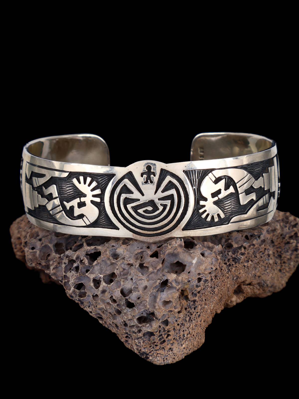 Estate Sterling Silver Hopi Overlay Bracelet - PuebloDirect.com