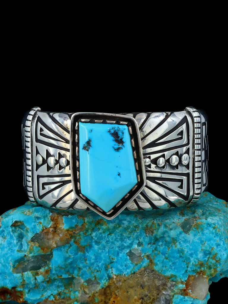 Estate Native American Sterling Silver Sleeping Beauty Turquoise Bracelet - PuebloDirect.com