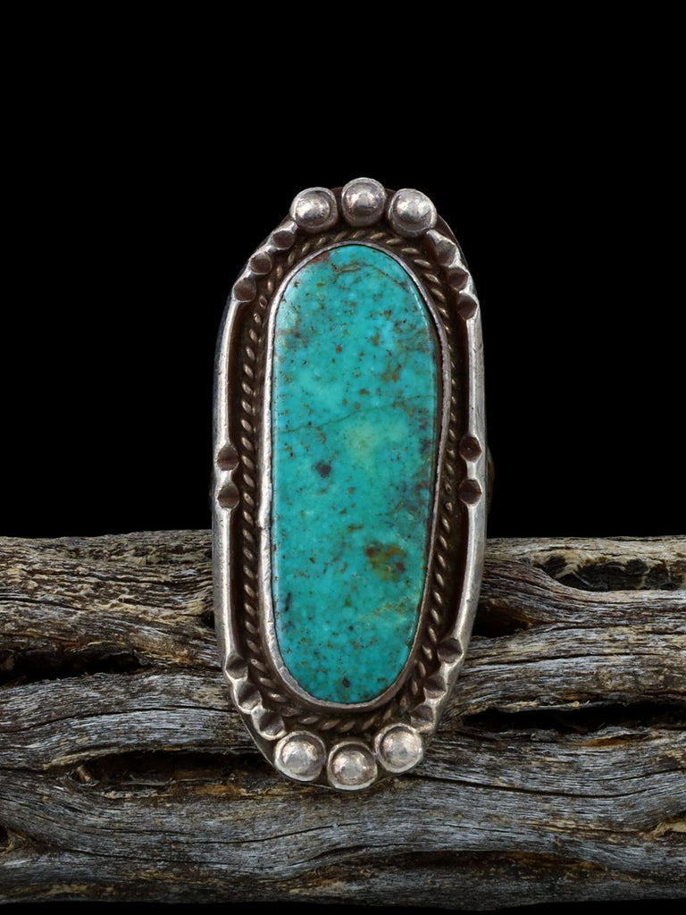 Vintage Native American Sterling Silver Turquoise Ring, Size 5 3/4 - PuebloDirect.com