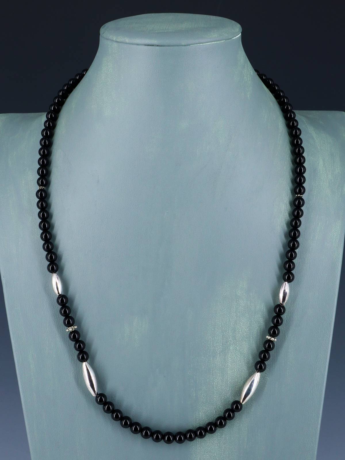 24" Navajo Single Strand Black Onyx Necklace