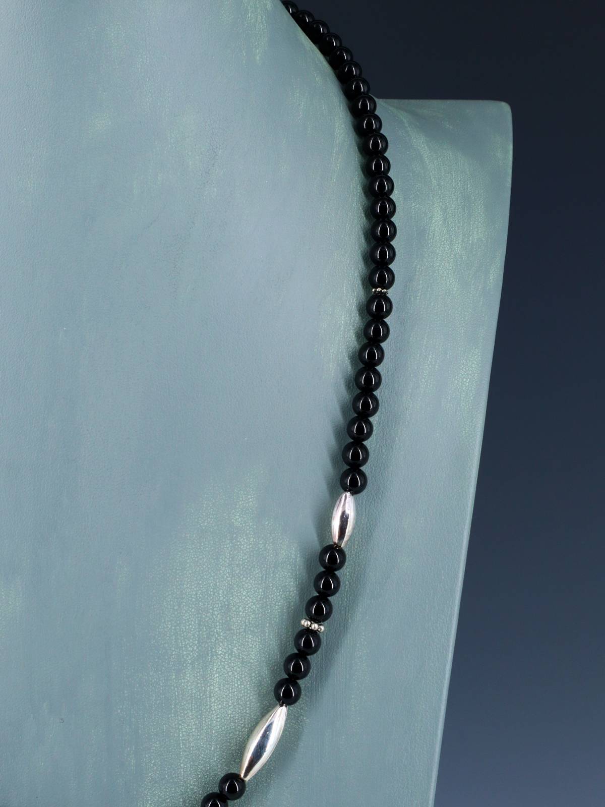 24" Navajo Single Strand Black Onyx Necklace