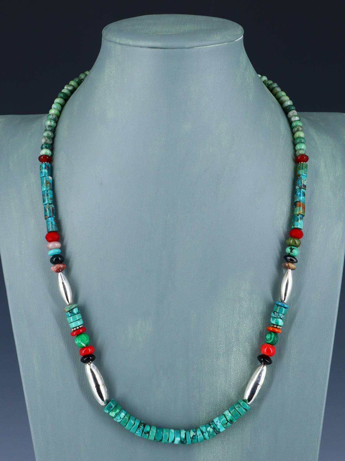 24" Navajo Single Strand Turquoise Multistone Necklace