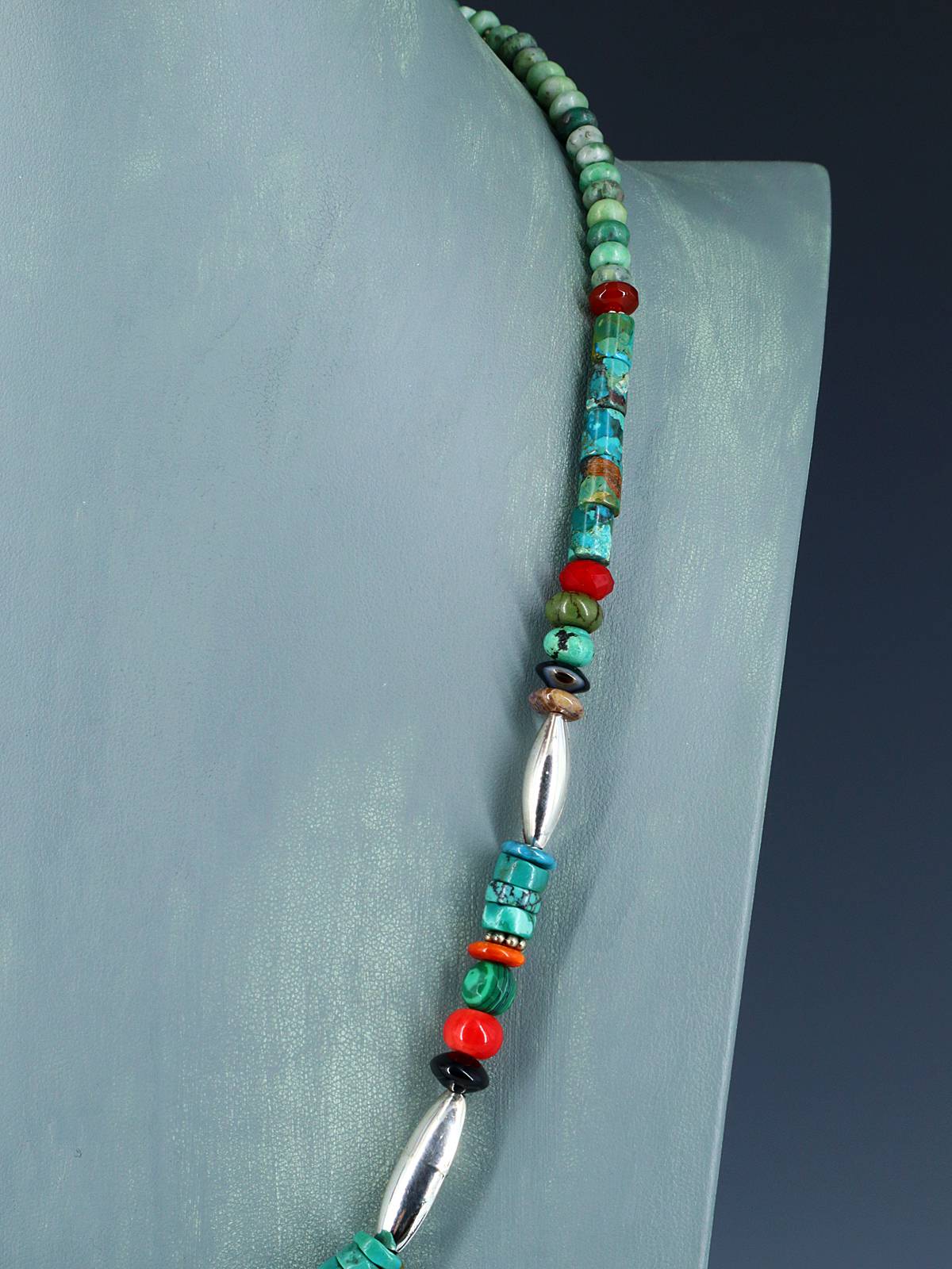 24" Navajo Single Strand Turquoise Multistone Necklace