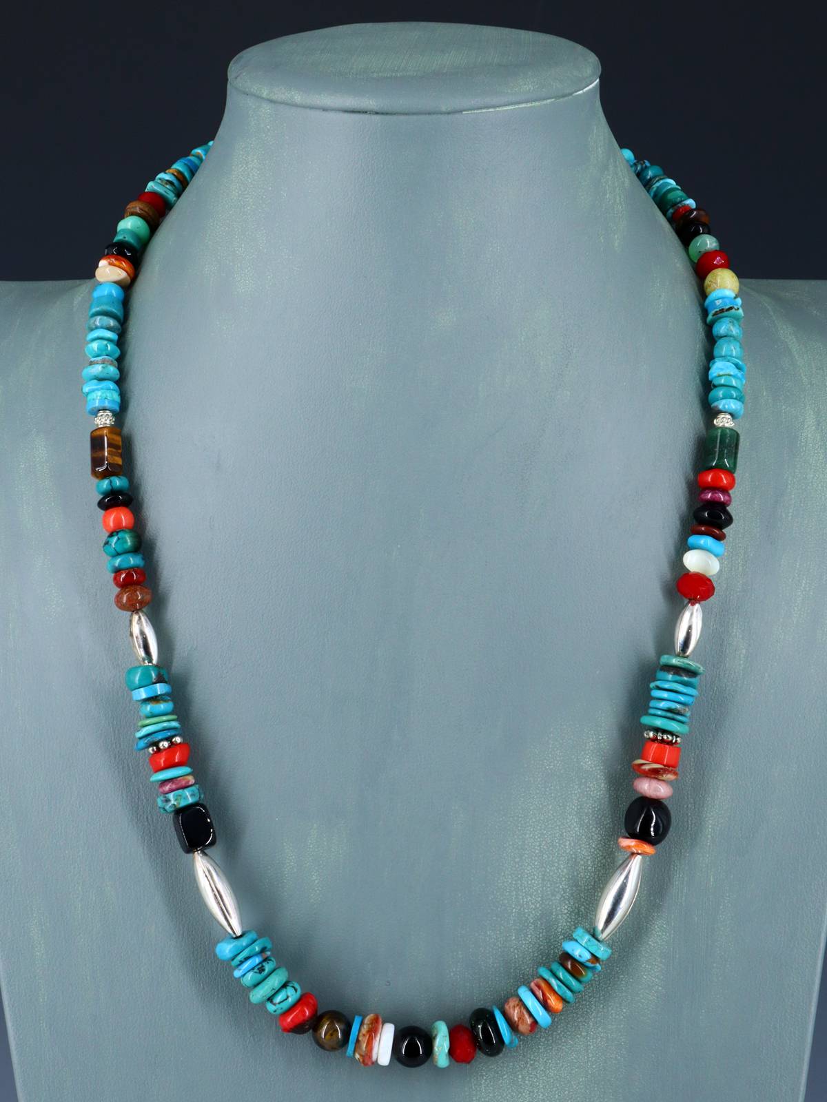 22" Navajo Single Strand Multistone Necklace