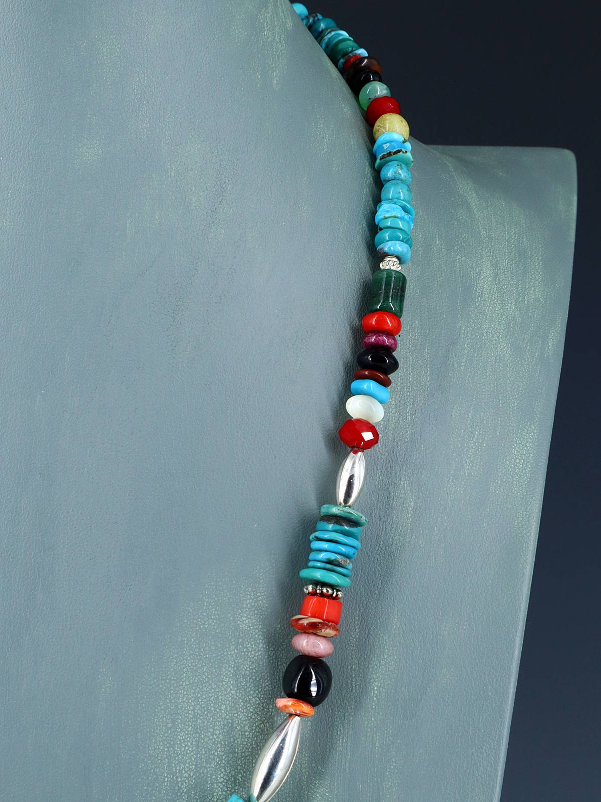 22" Navajo Single Strand Multistone Necklace