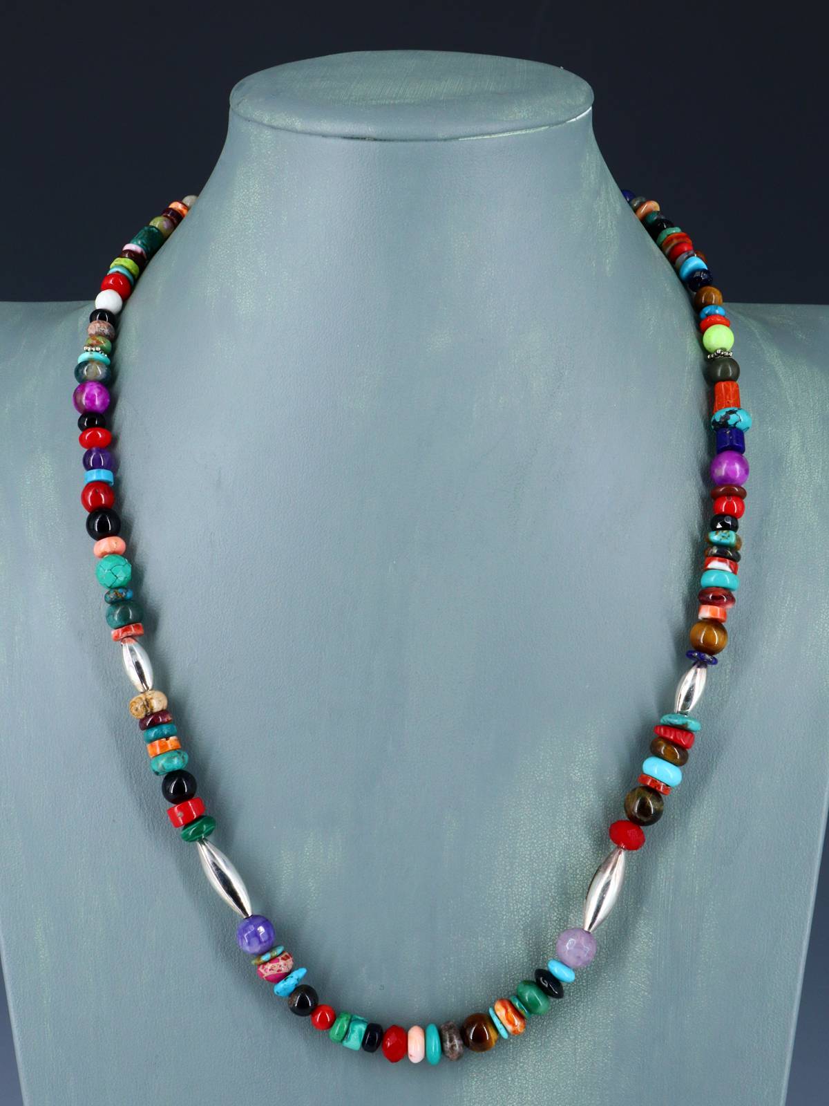 22" Navajo Single Strand Multistone Necklace