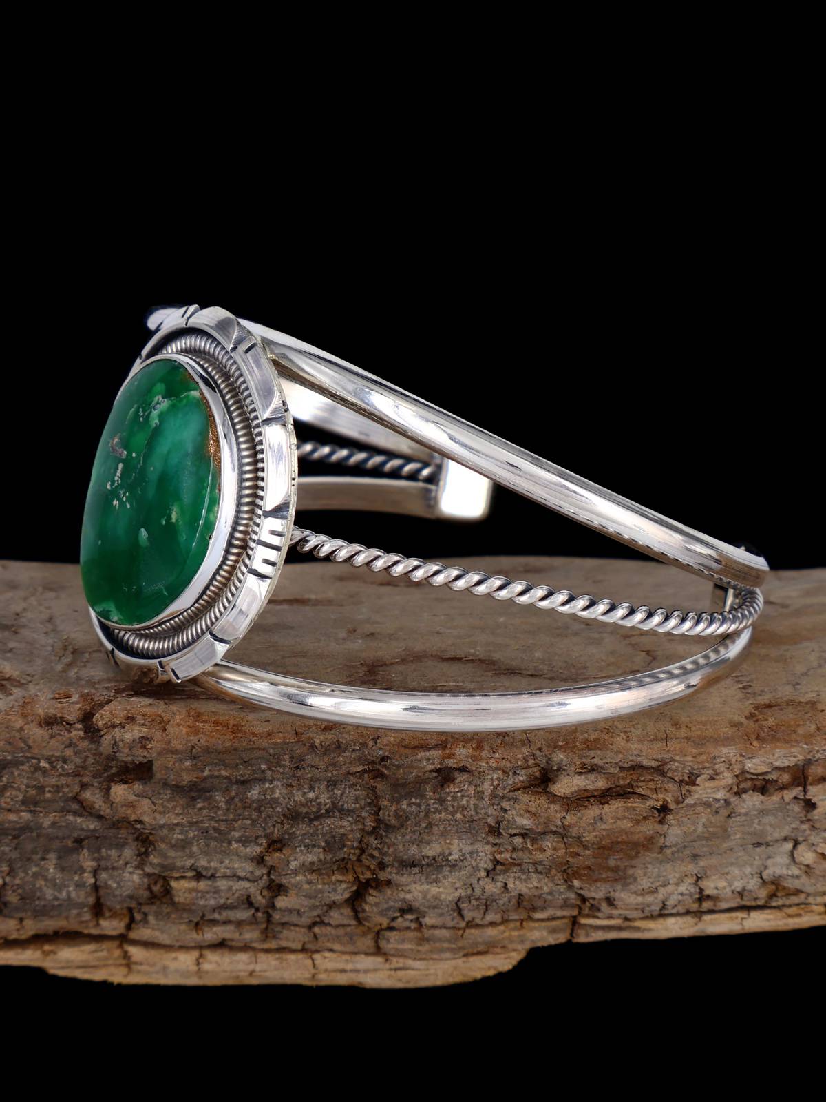 Native American Broken Arrow Variscite Sterling Silver Bracelet - PuebloDirect.com