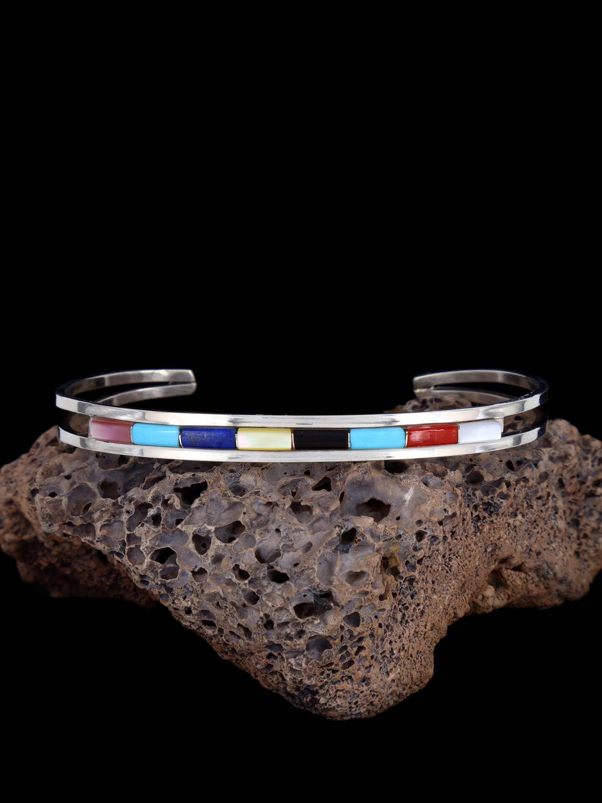 Native American Zuni Multi Stone Inlay Bracelet - PuebloDirect.com