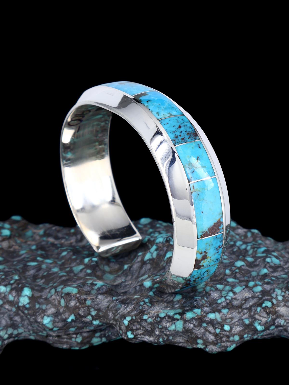Native American Zuni Turquoise Inlay Cuff Bracelet - PuebloDirect.com