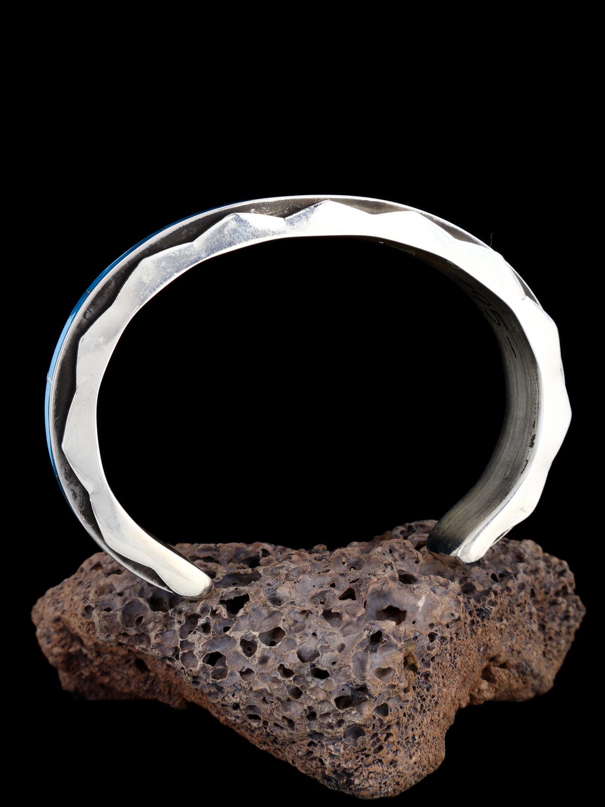 Zuni Inlay Sterling Silver Turquoise Cuff Bracelet - PuebloDirect.com