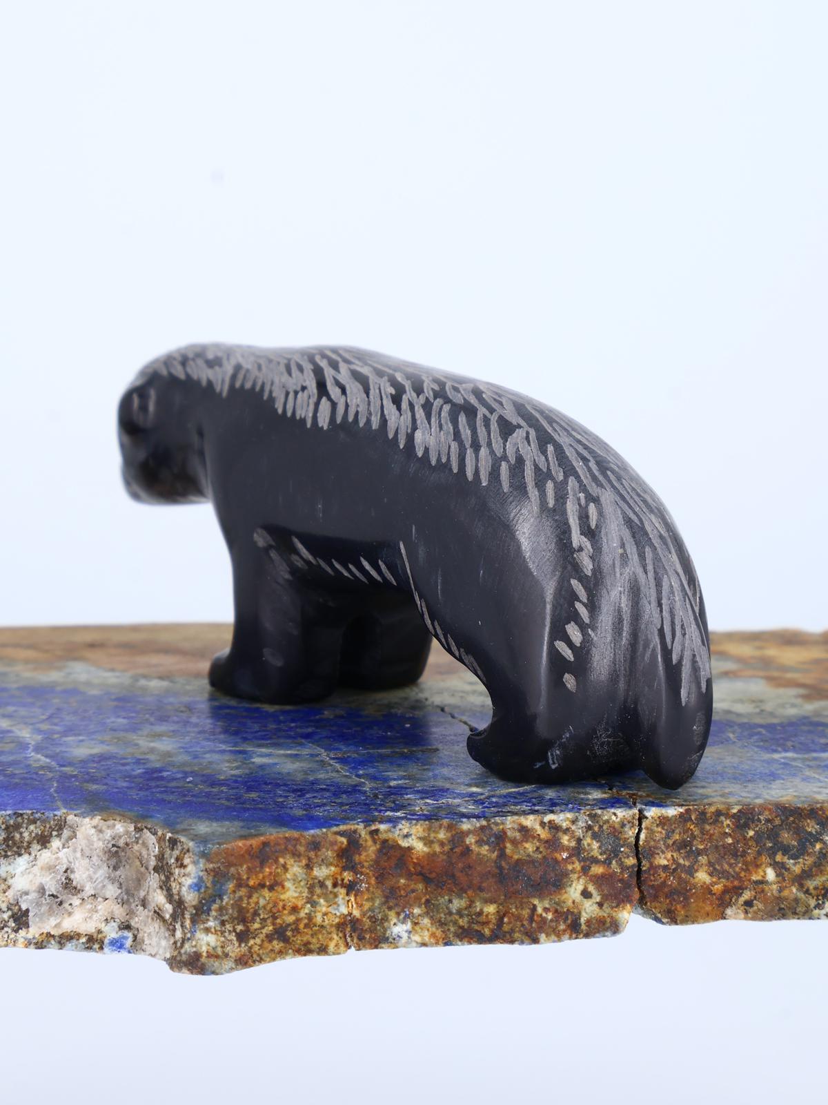 Black Marble Porcupine Zuni Fetish - PuebloDirect.com