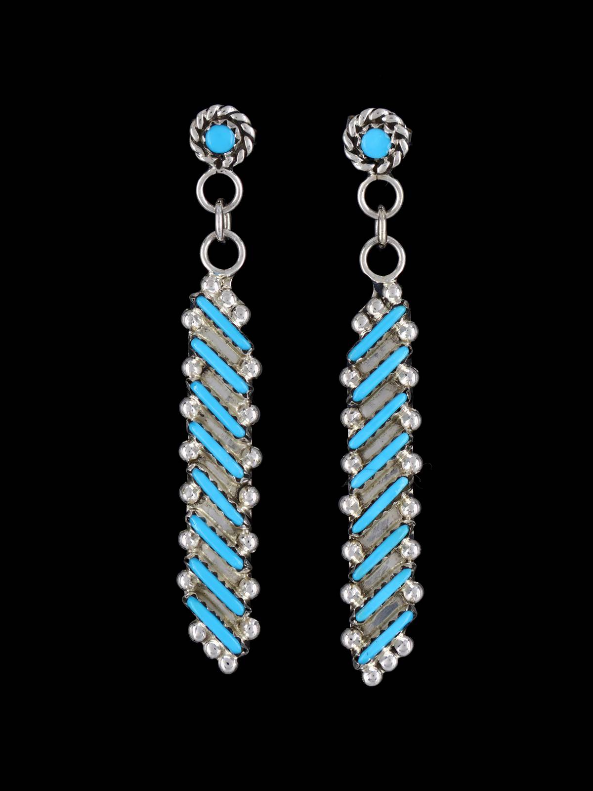 Native American Jewelry Turquoise Zuni Post Earrings - PuebloDirect.com