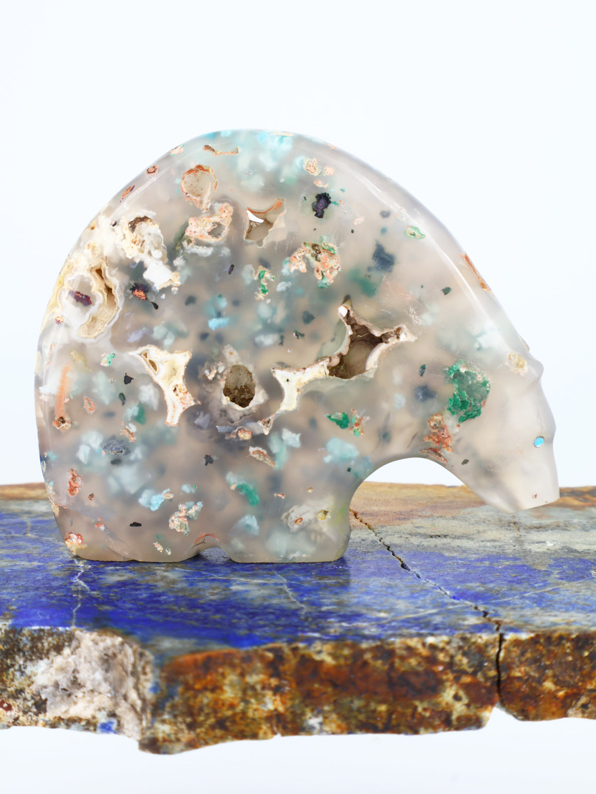 Confetti Chrysocolla Medicine Bear Zuni Fetish