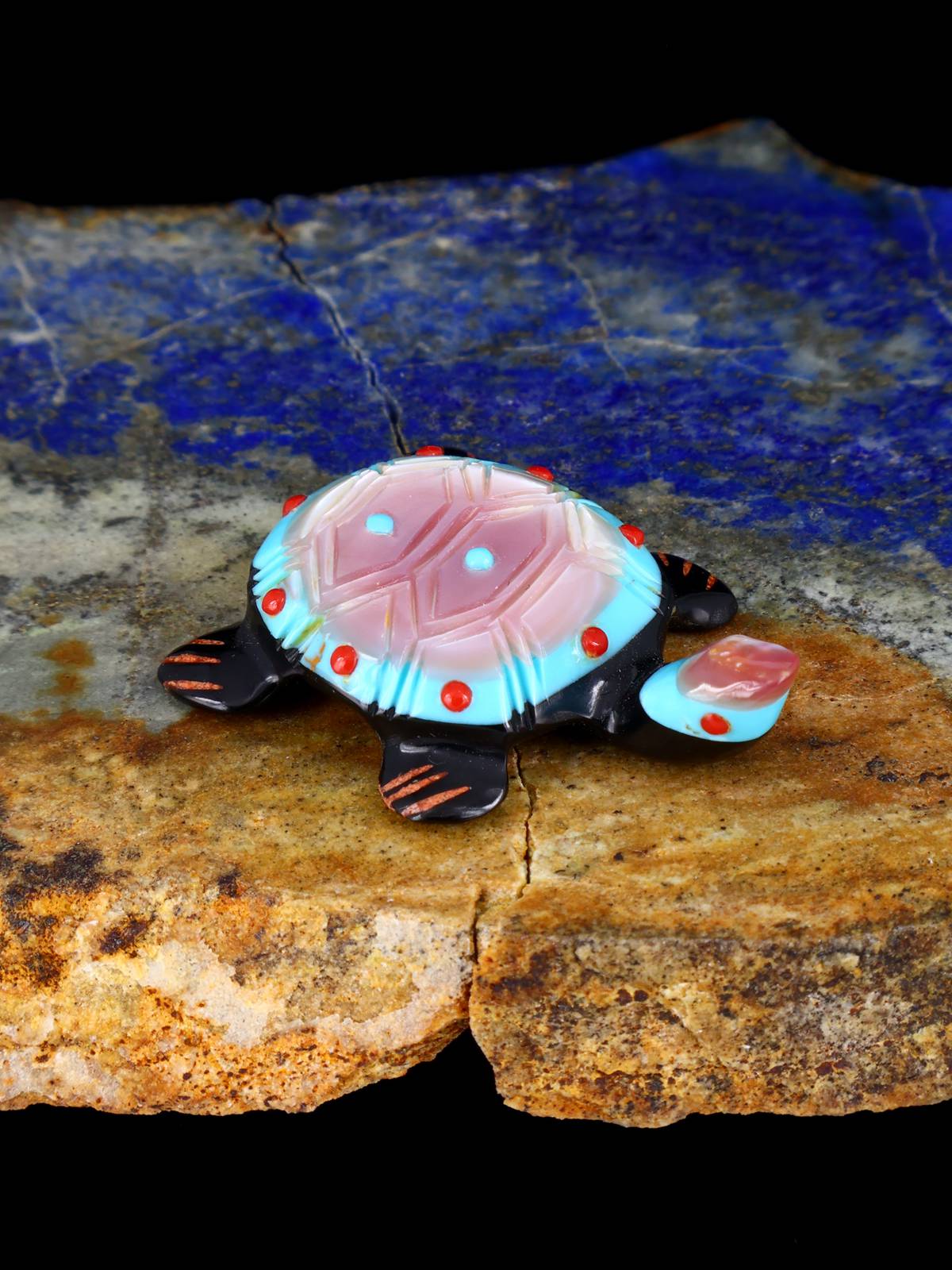 Black Jet Turtle Zuni Fetish