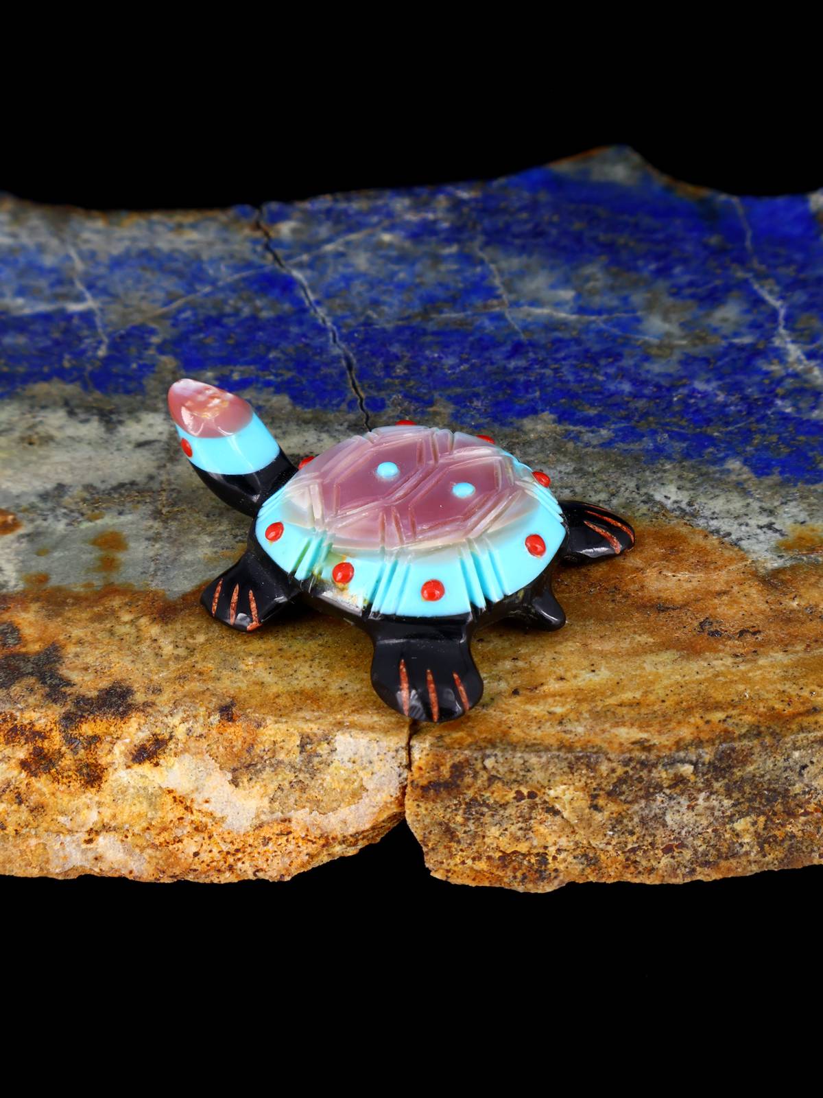Black Jet Turtle Zuni Fetish