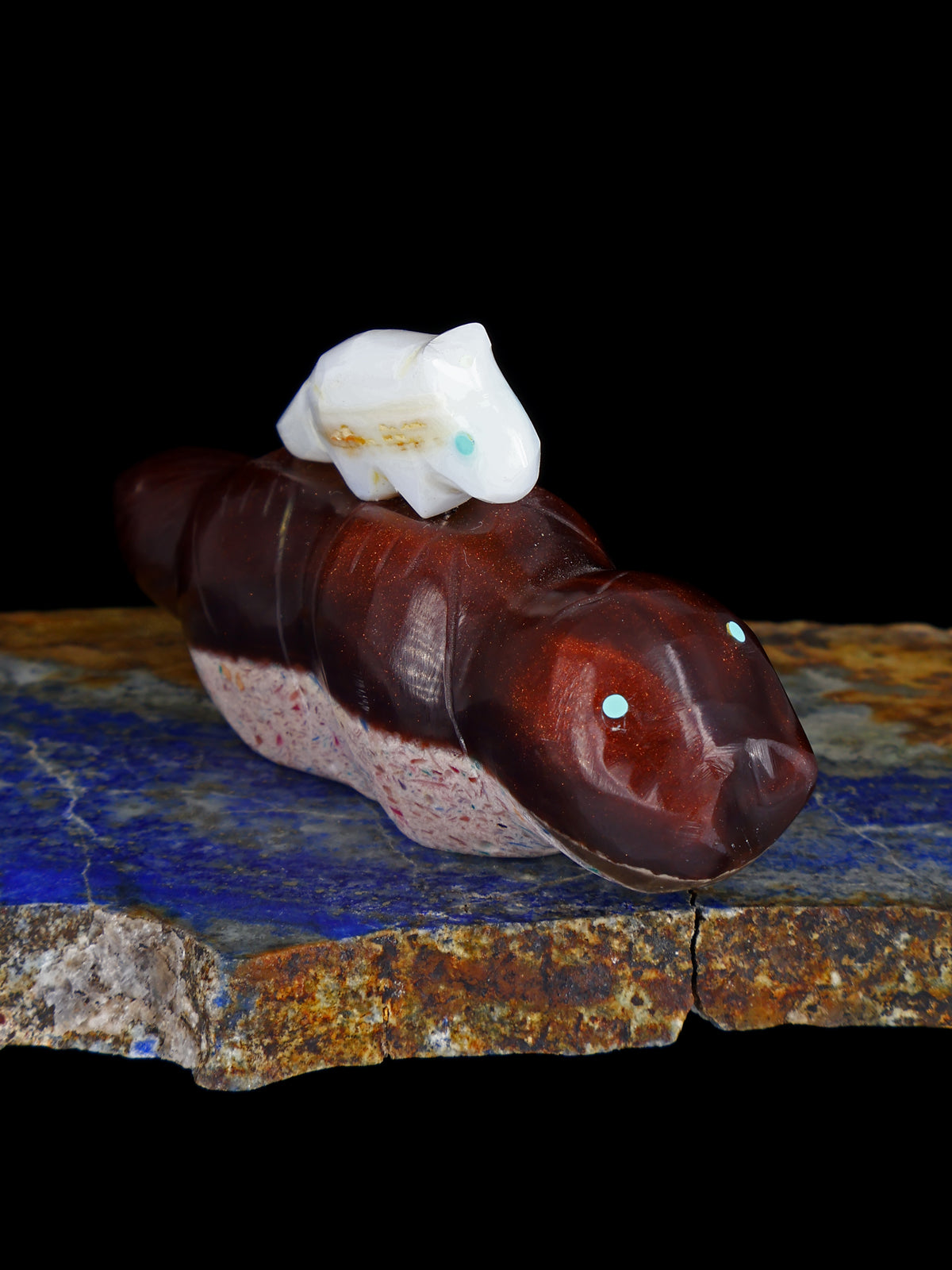 Resin Cat With Toy Zuni Fetish - PuebloDirect.com