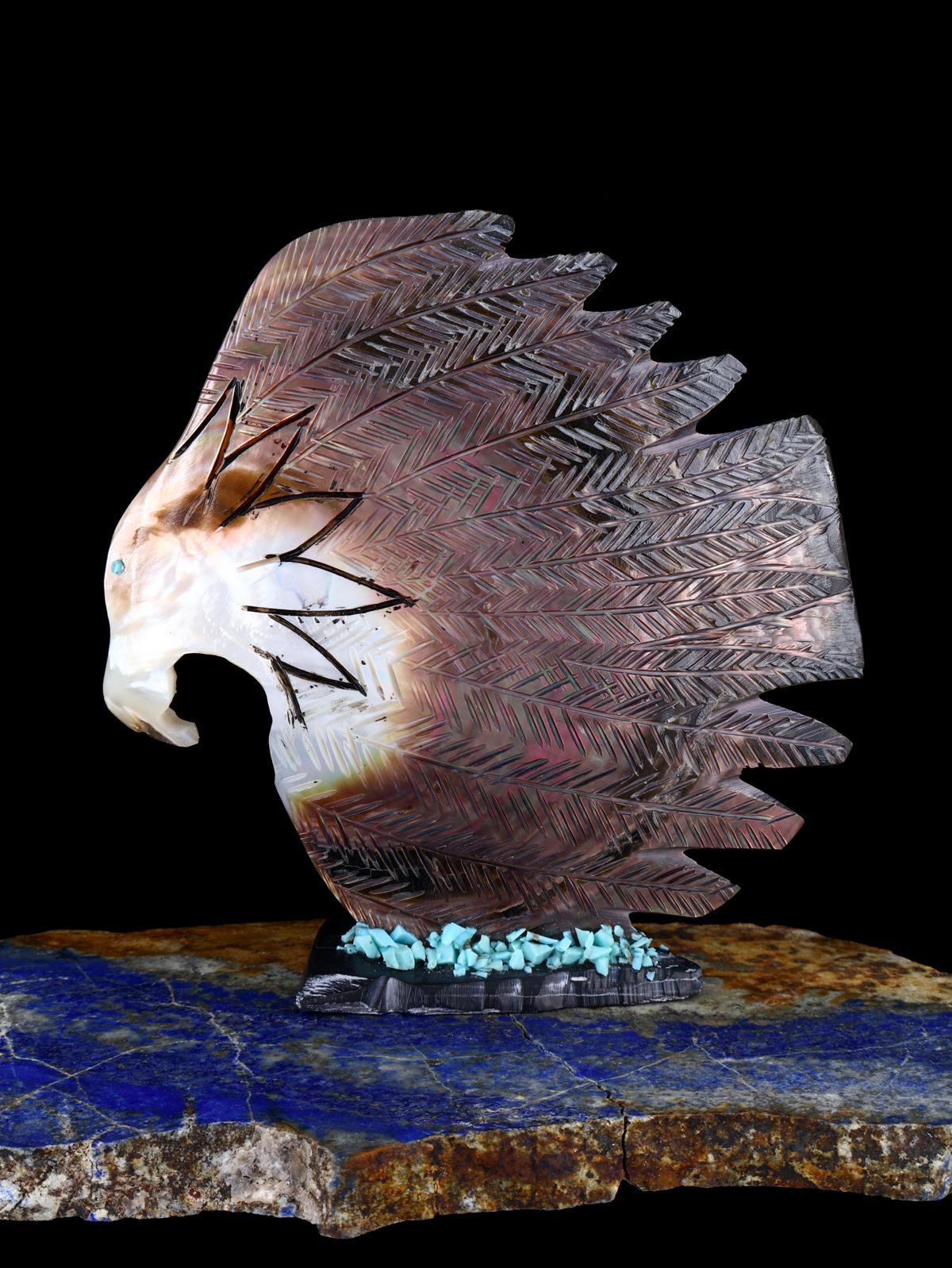 Abalone Eagle/Maiden Zuni Fetish Carving