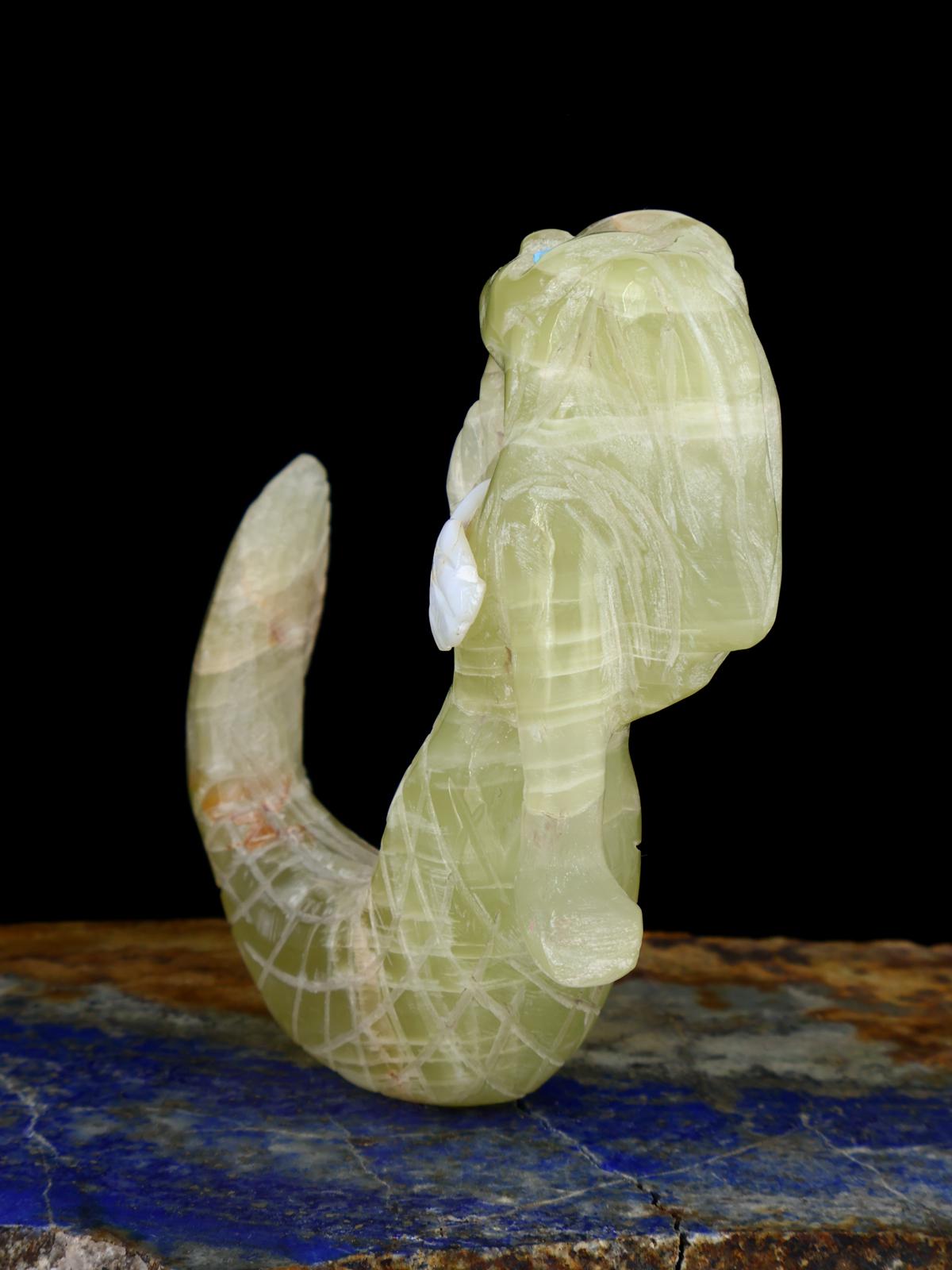 Onyx Mermaid Zuni Fetish - PuebloDirect.com