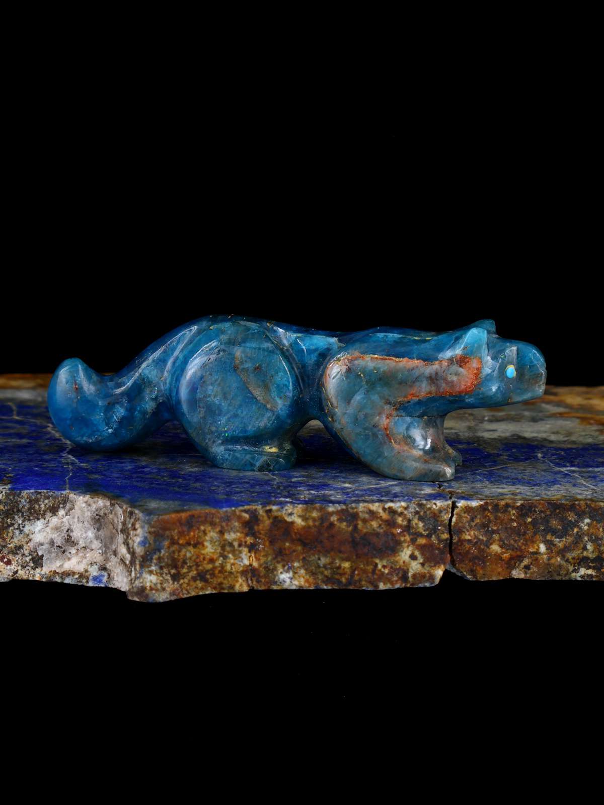 Chrysocolla Mountain Lion Zuni Fetish - PuebloDirect.com