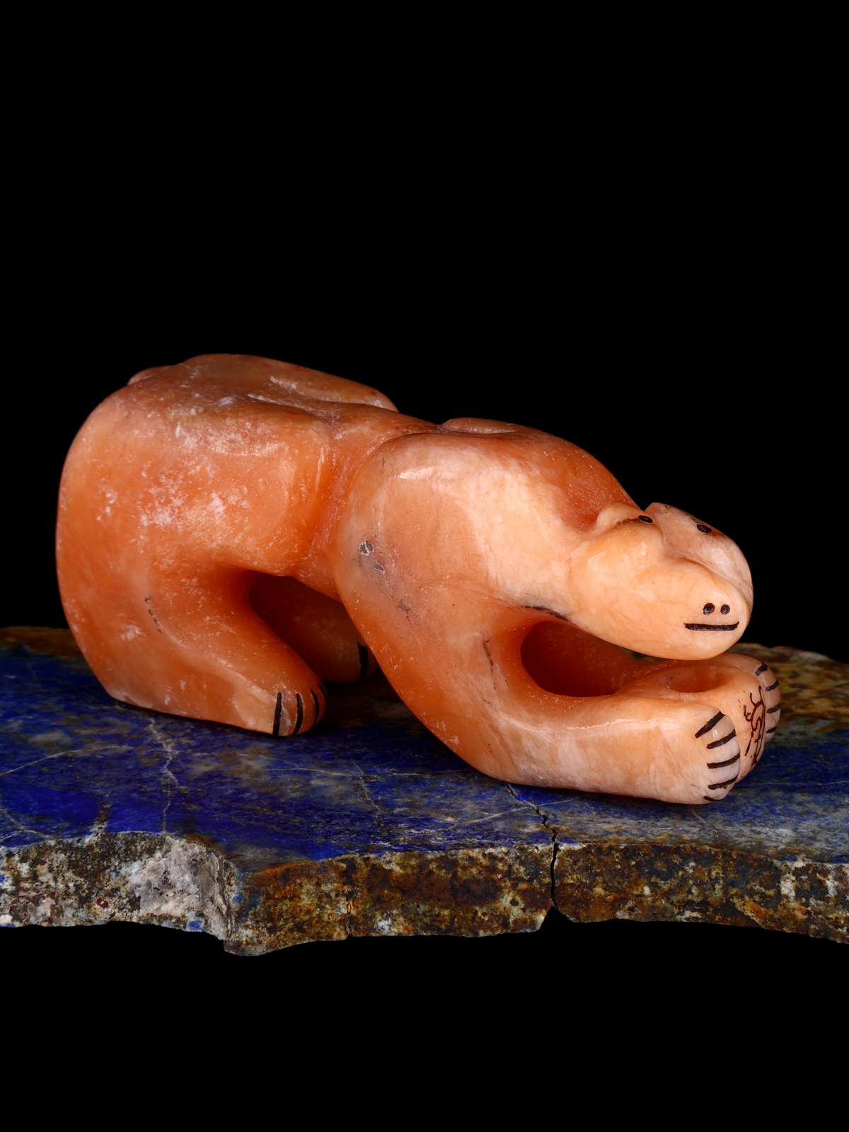 Orange Calcite Mountain Lion Zuni Fetish