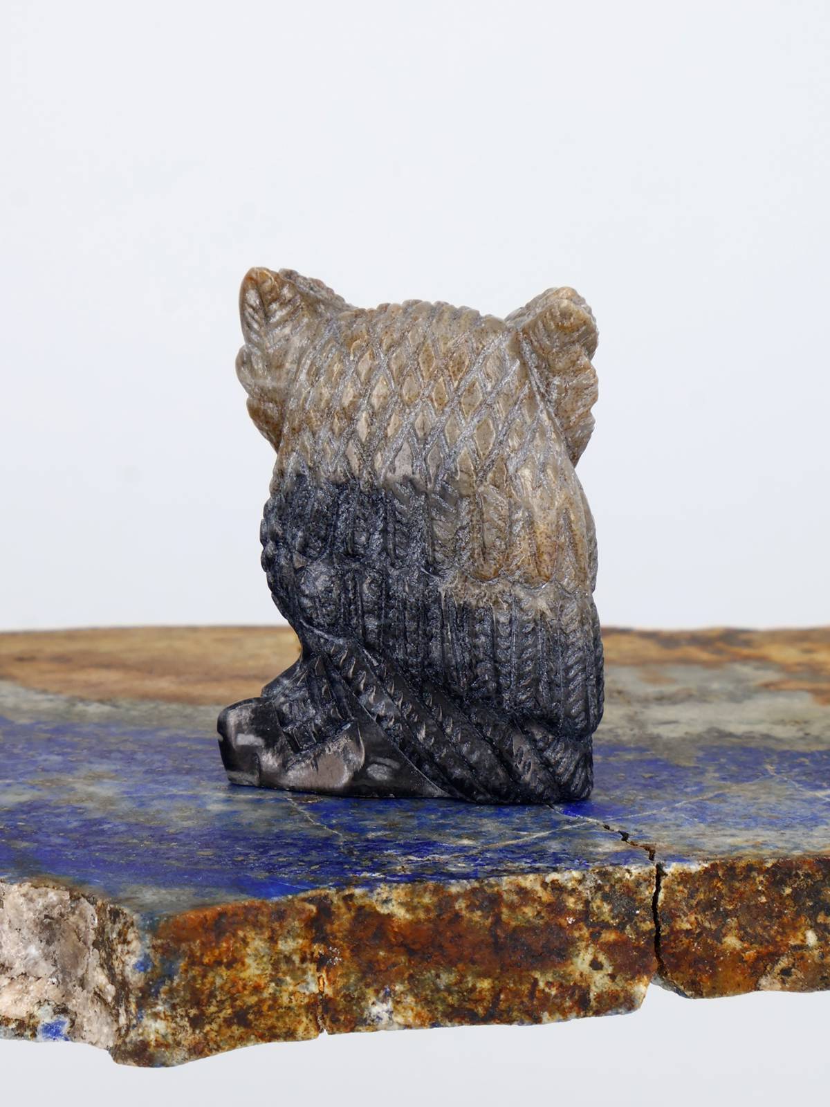 Picasso Marble Owl Zuni Fetish - PuebloDirect.com