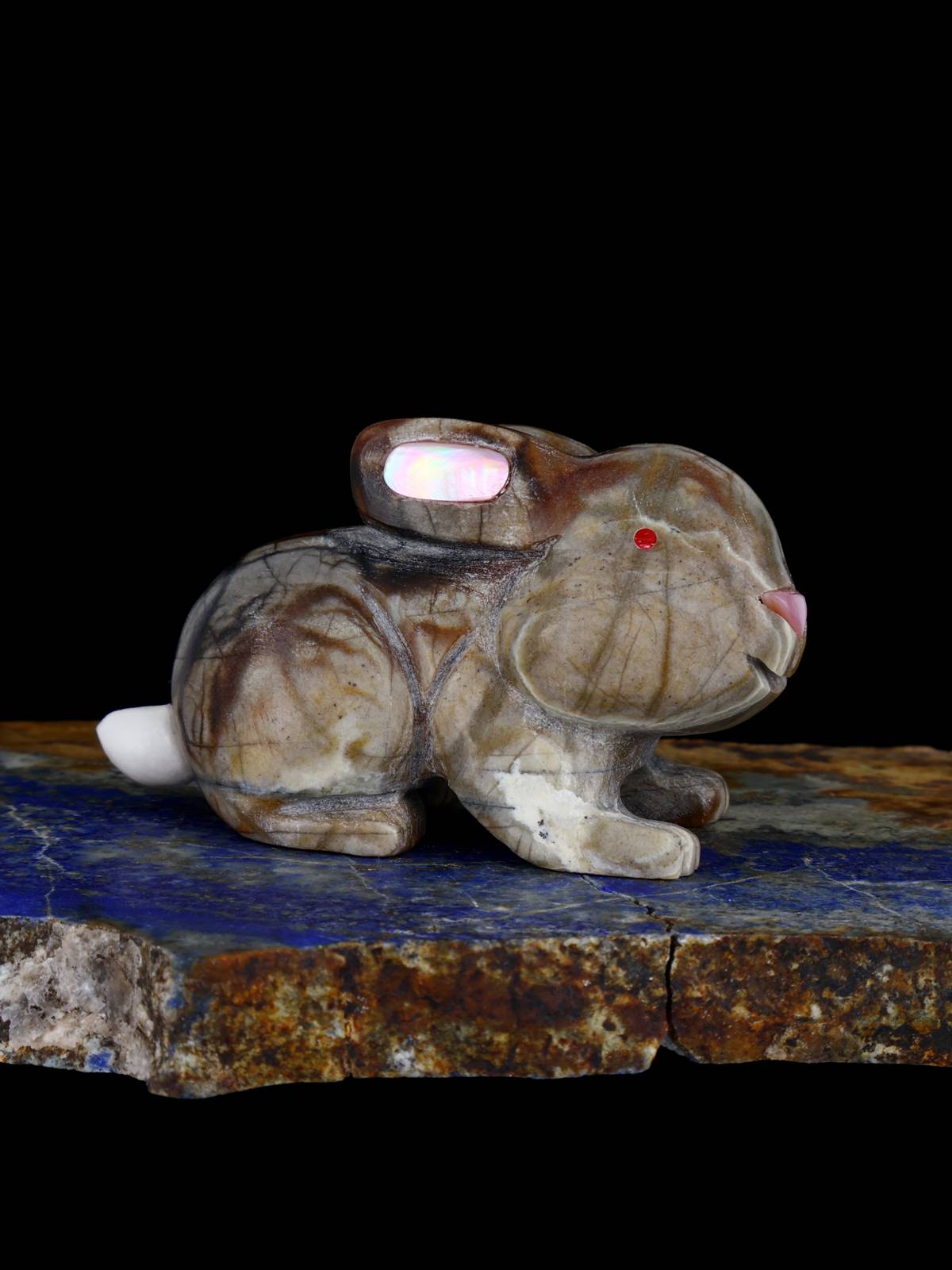 Picasso Marble Rabbit Zuni Fetish - PuebloDirect.com
