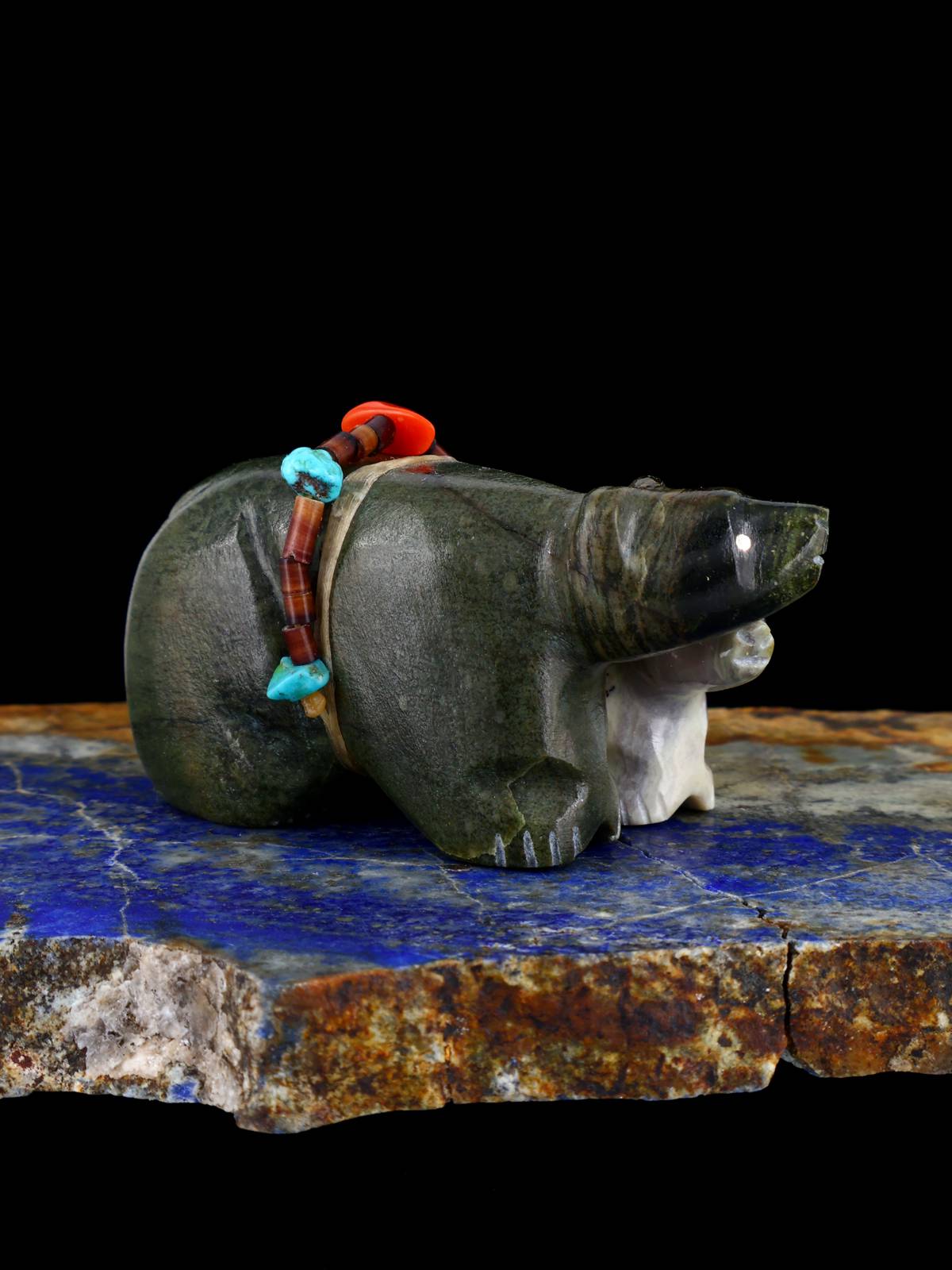 Serpentine and Ricolite Bear Bundle Zuni Fetish - PuebloDirect.com