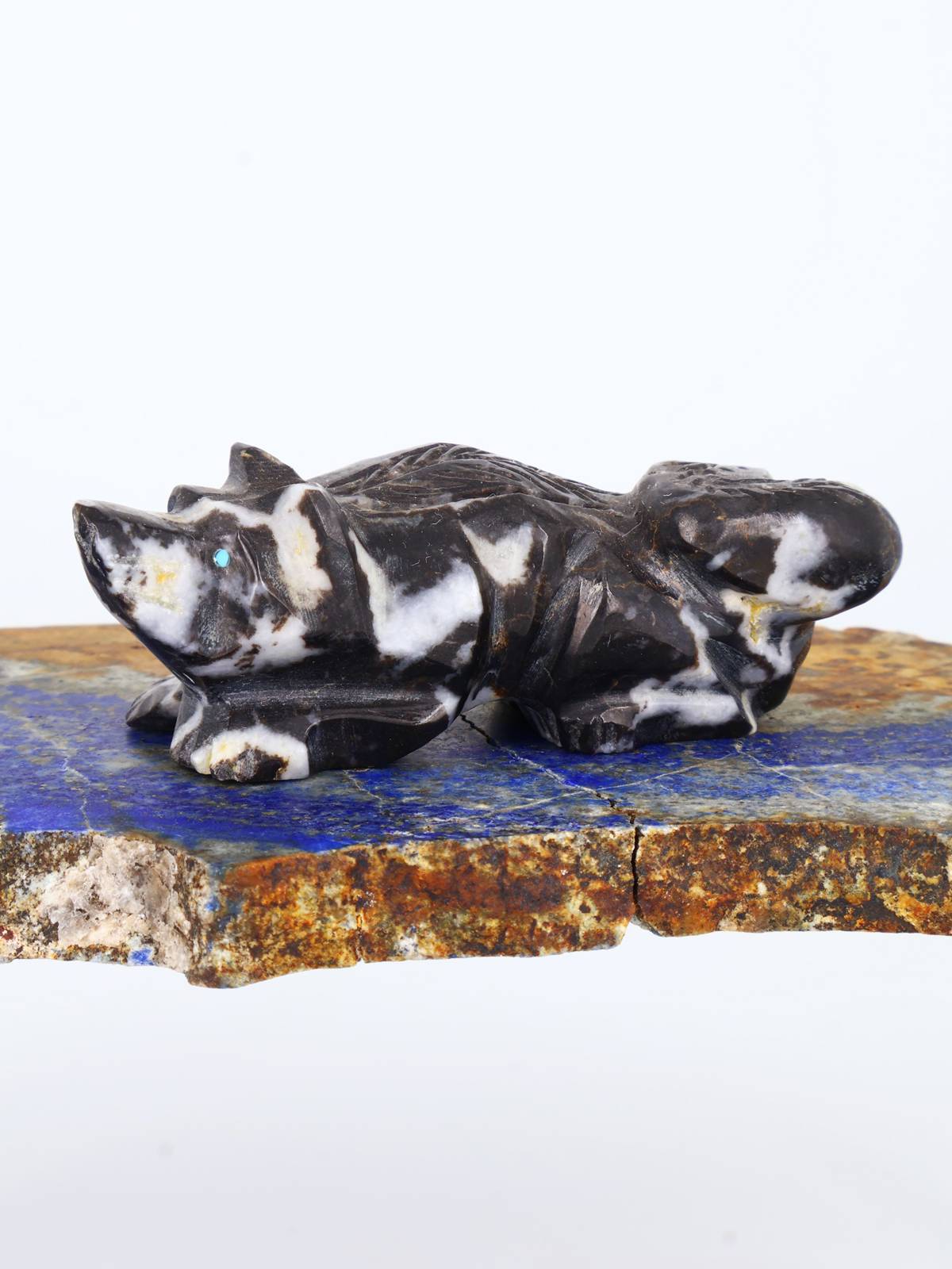Zebra Marble Badger Zuni Fetish - PuebloDirect.com