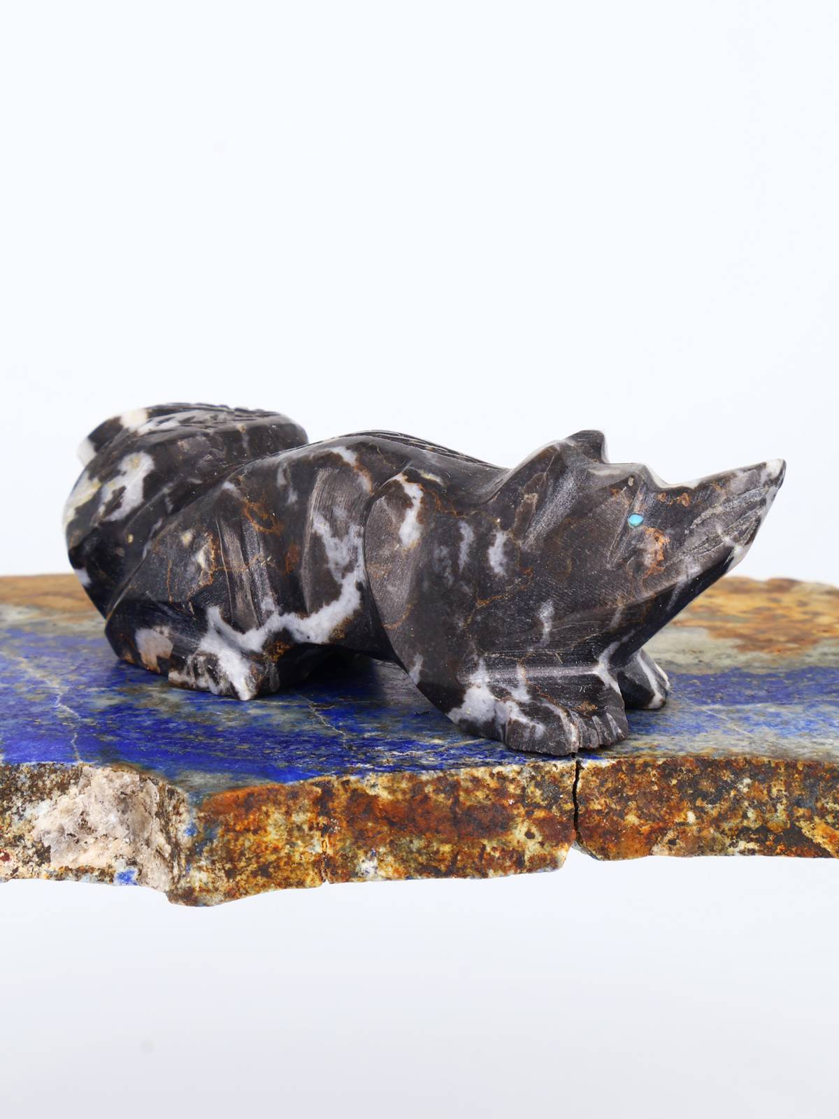 Zebra Marble Badger Zuni Fetish - PuebloDirect.com