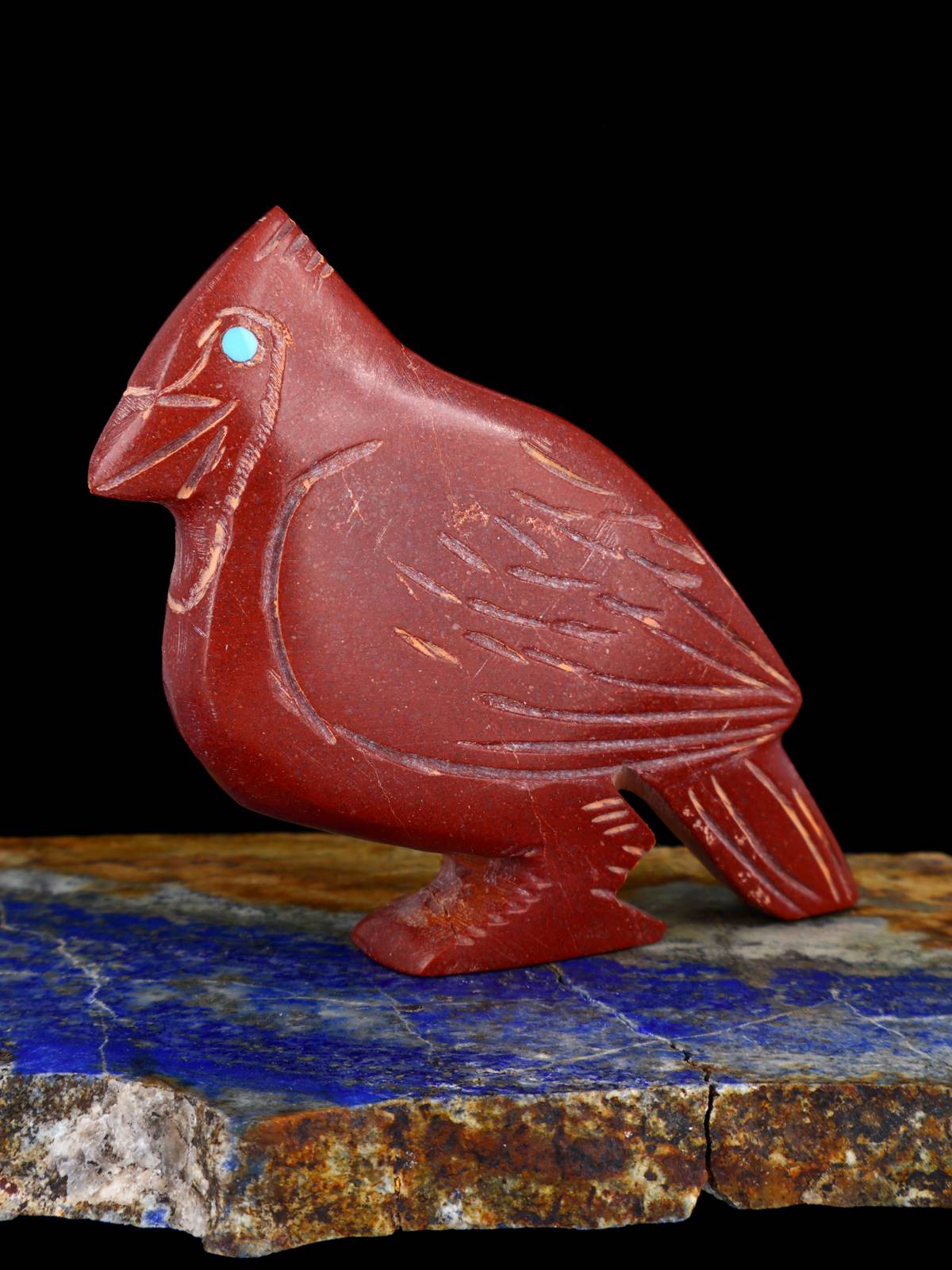 Pipestone Cardinal Zuni Fetish - PuebloDirect.com