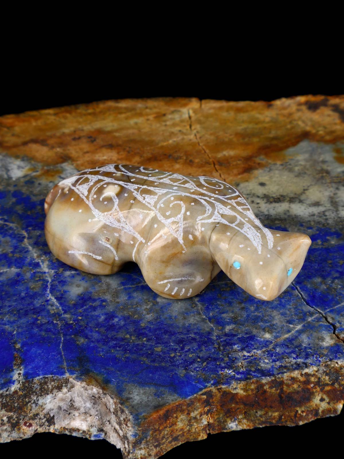 Picasso Marble Badger Zuni Fetish - PuebloDirect.com