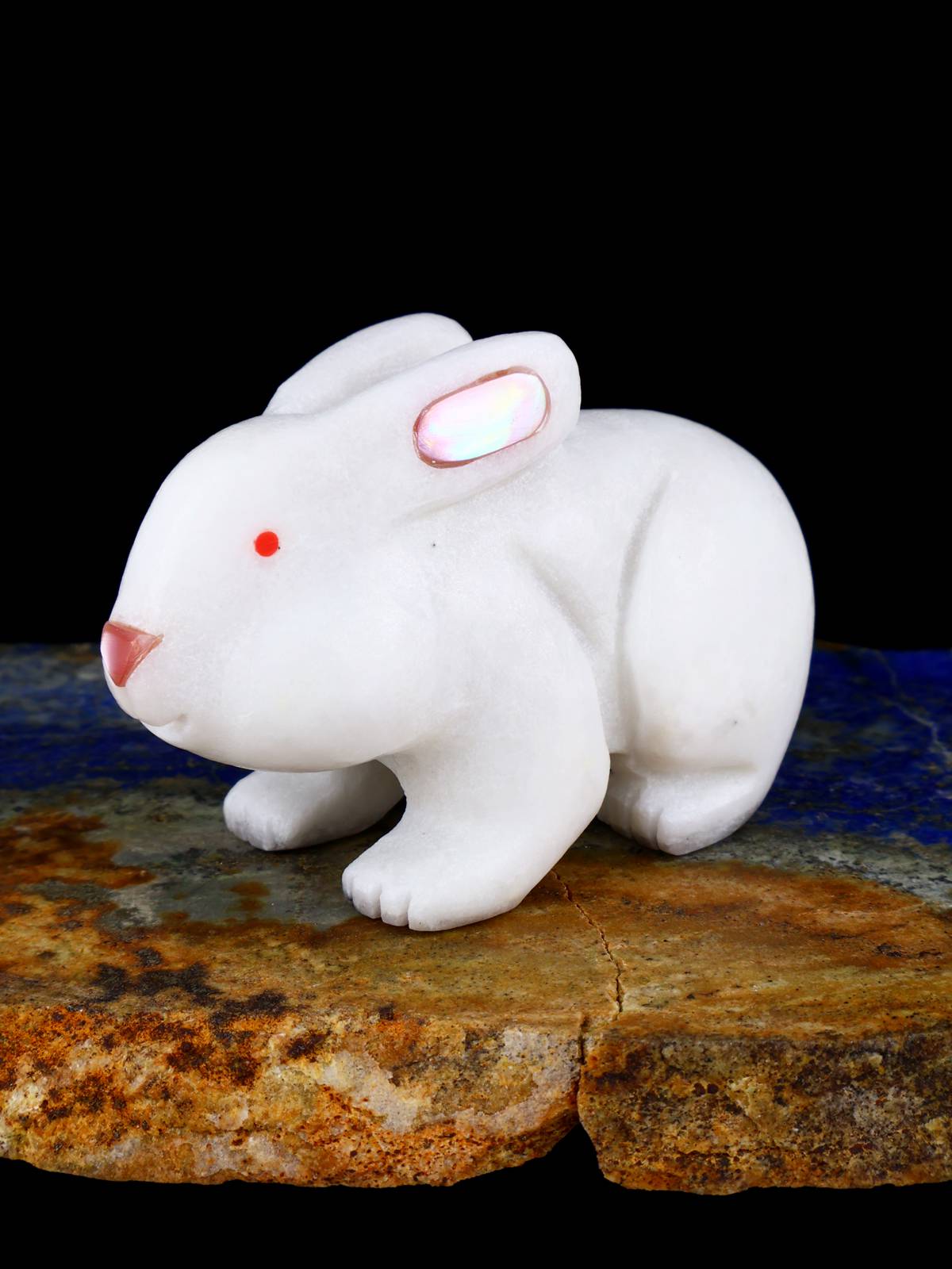 White Marble Rabbit Zuni Fetish