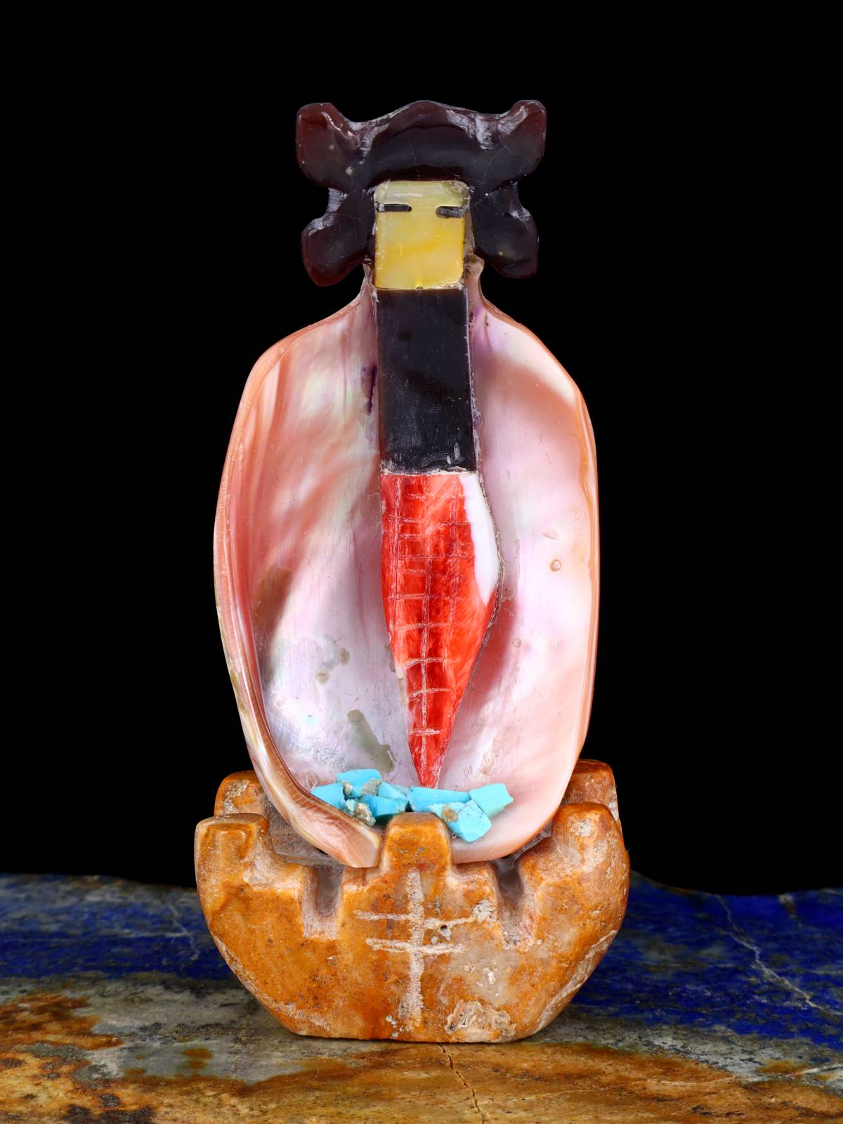 Pink Shell Maiden Zuni Fetish Carving