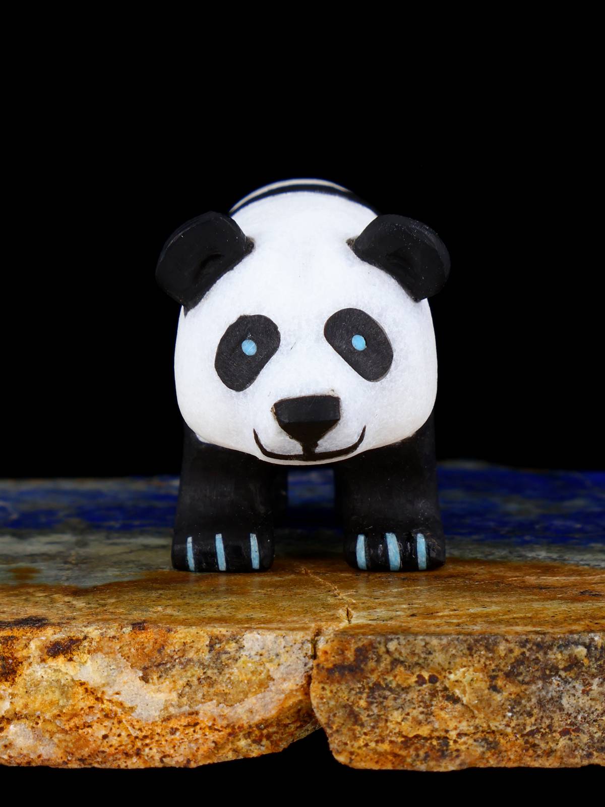 White Marble Panda Zuni Fetish