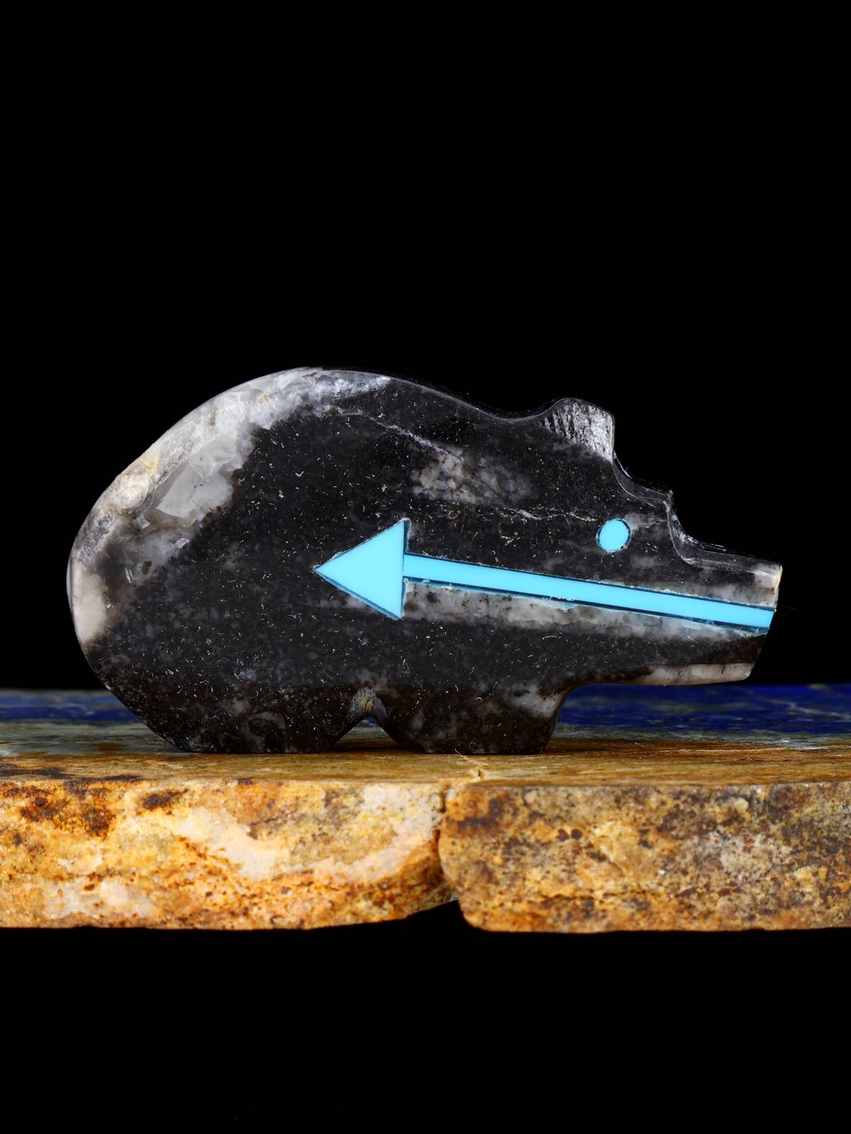 Fossilized Orthoceras Bear Zuni Fetish