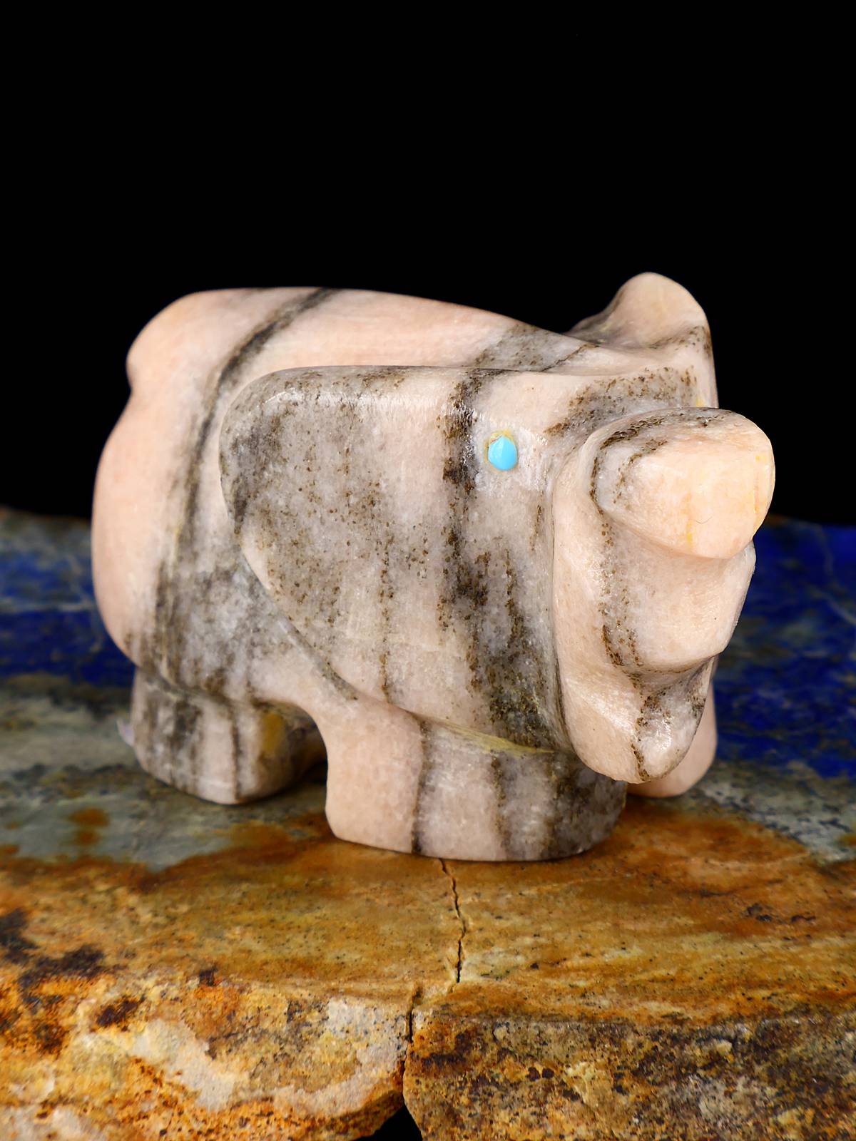 Orange Alabaster Elephant Zuni Fetish