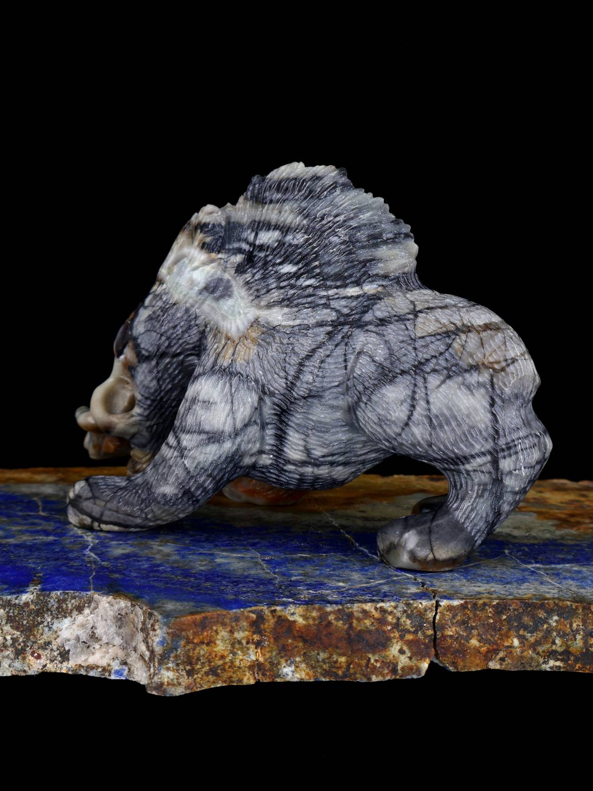 Picasso Marble Razorback Boar Zuni Fetish - PuebloDirect.com