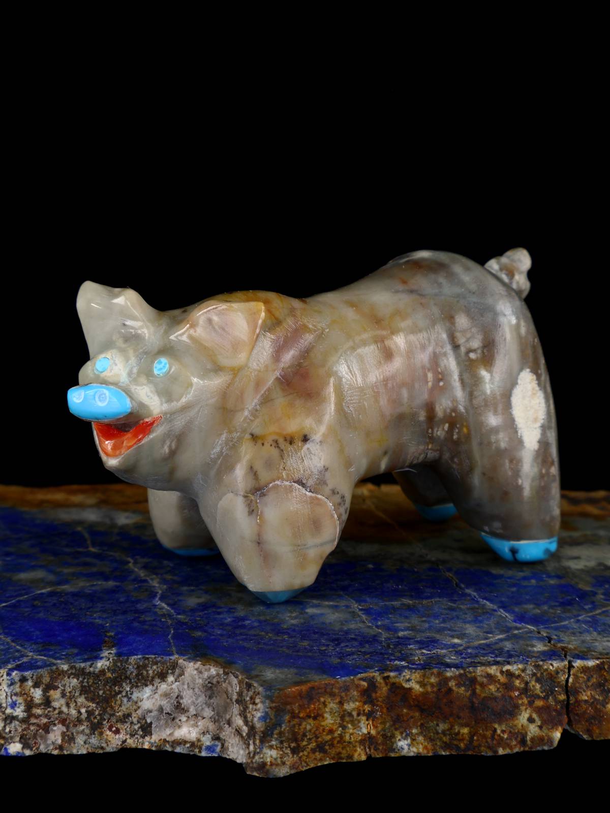 Picasso Marble Pig Zuni Fetish - PuebloDirect.com