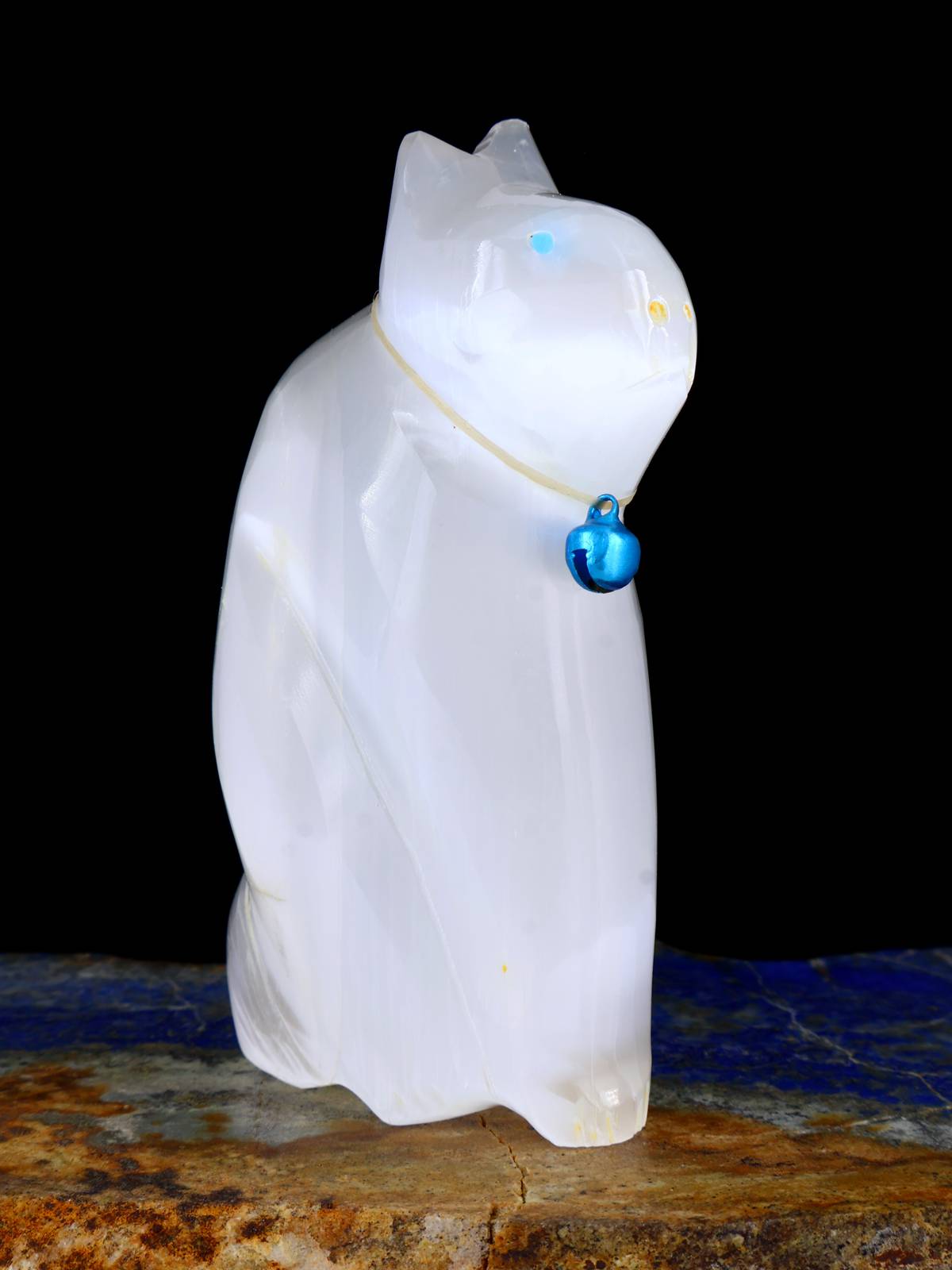Selenite Cat Zuni Fetish - PuebloDirect.com