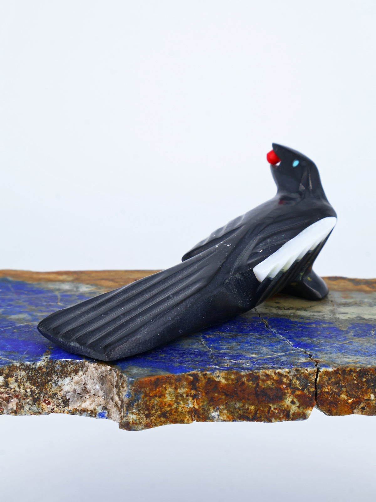 Fetiche Zuni del Cuervo de Mármol Negro