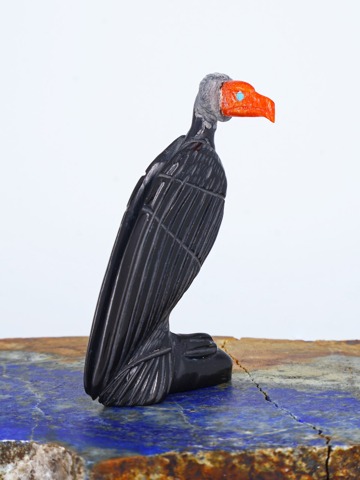 Black Marble Vulture Zuni Fetish