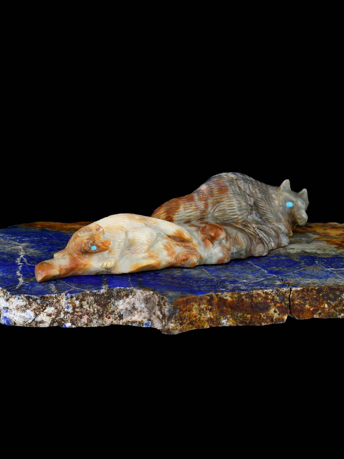 Picasso Marble Wolf Family Zuni Fetish