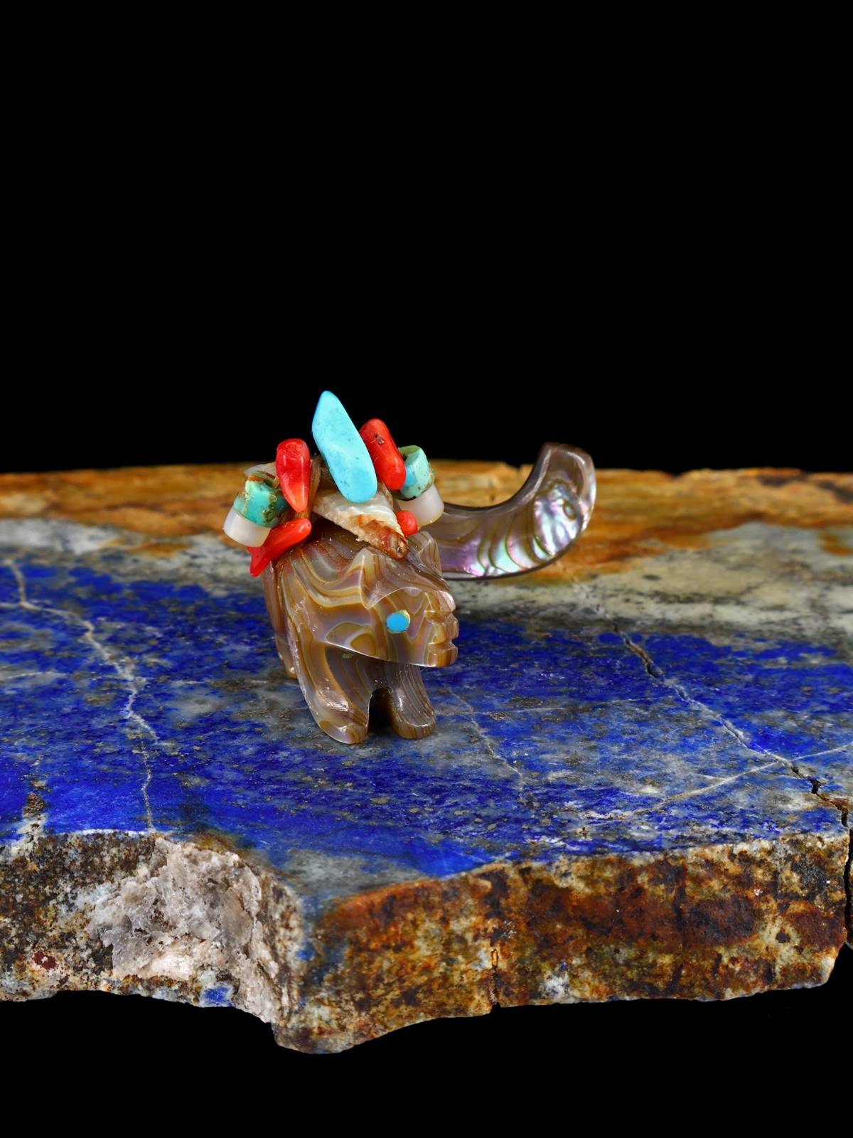 Abalone Mountain Lion Zuni Fetish