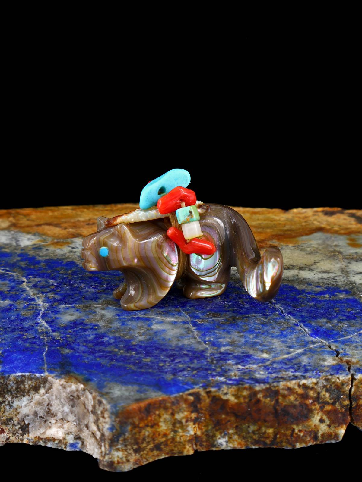 Abalone Mountain Lion Zuni Fetish