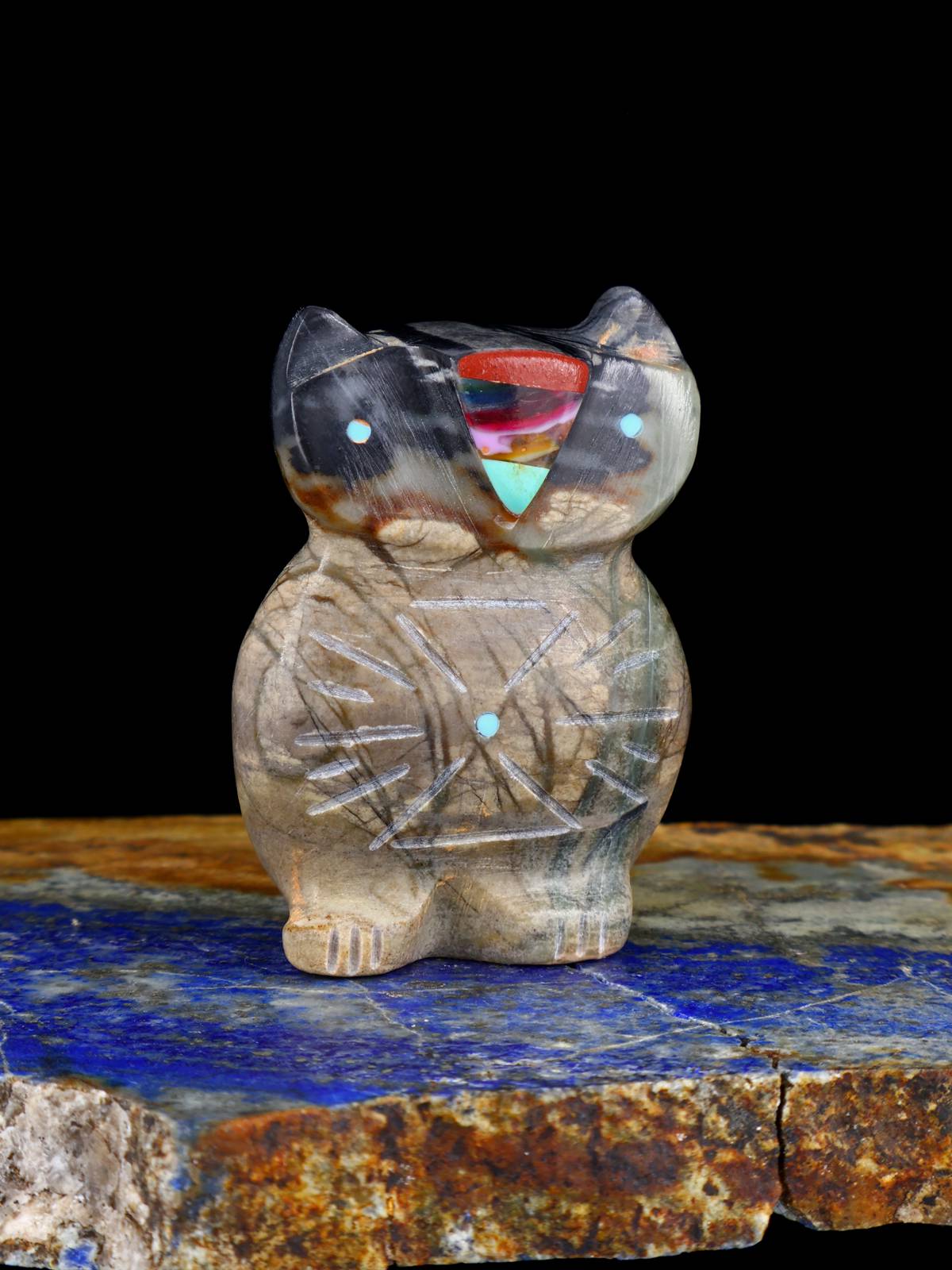 Picasso Marble Owl Zuni Fetish